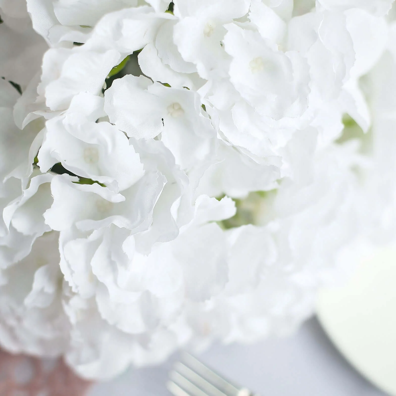 5 Bushes White Artificial Silk Hydrangea Flower Bouquets - Image 8
