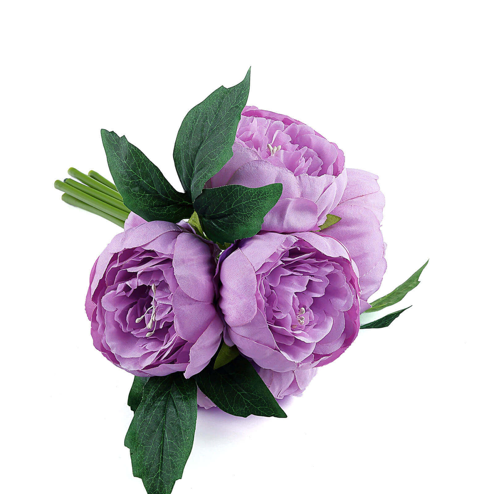 Lavender Lilac Artificial Silk Peony Bouquet – 5 Flower Heads, Peony Floral Spray - Image 15