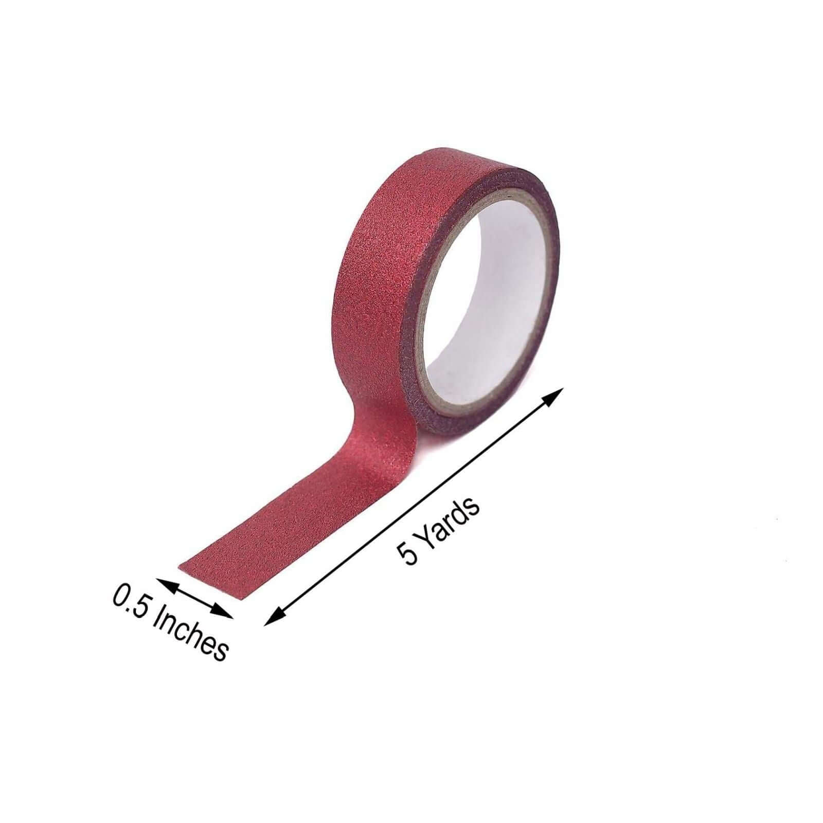 5 Pack Burgundy Washi DIY Craft Glitter Tape 0.5"x5 Yards - Image 3