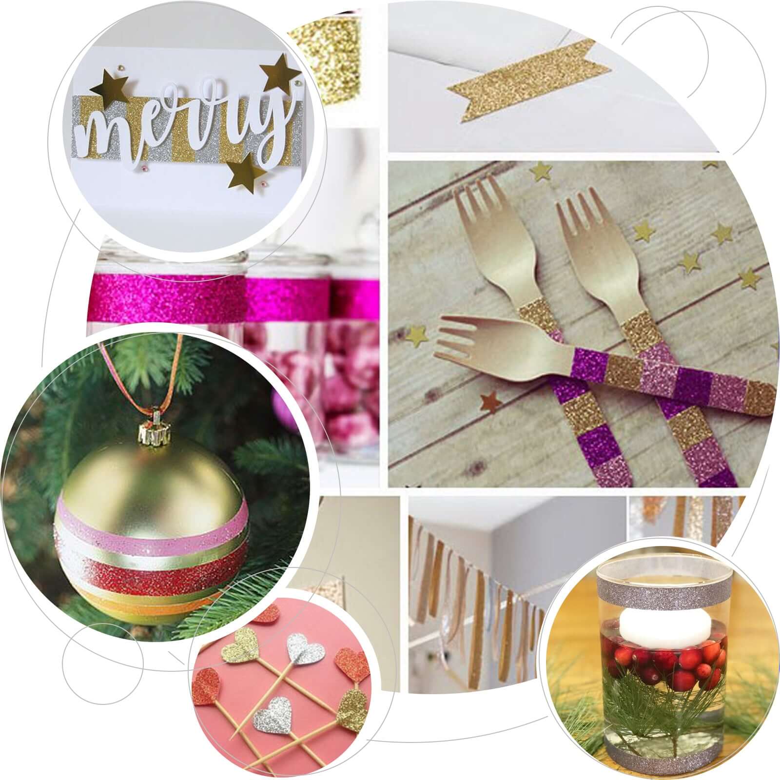 5 Pack Burgundy Washi DIY Craft Glitter Tape 0.5"x5 Yards - Image 5