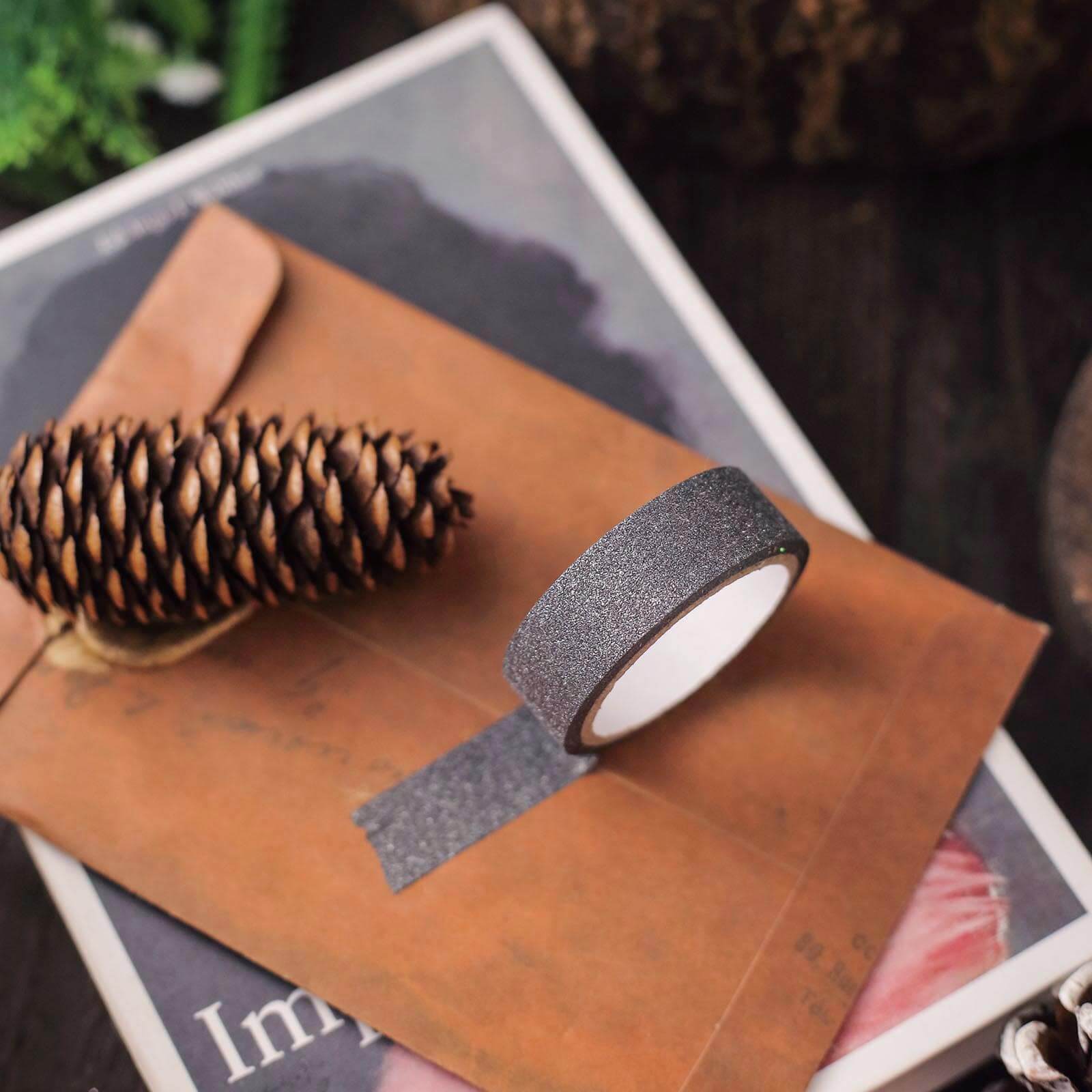5 Pack Charcoal Gray Washi DIY Craft Glitter Tape 0.5"x5 Yards - Image 10
