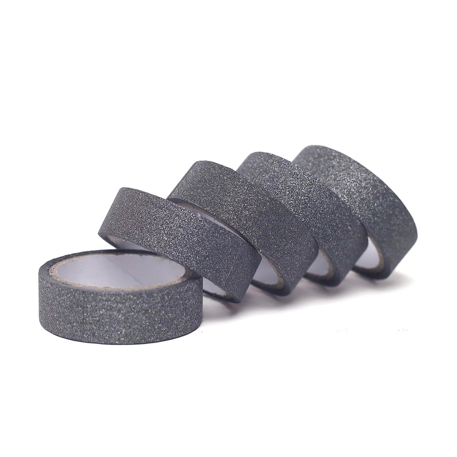 5 Pack Charcoal Gray Washi DIY Craft Glitter Tape 0.5"x5 Yards - Image 13