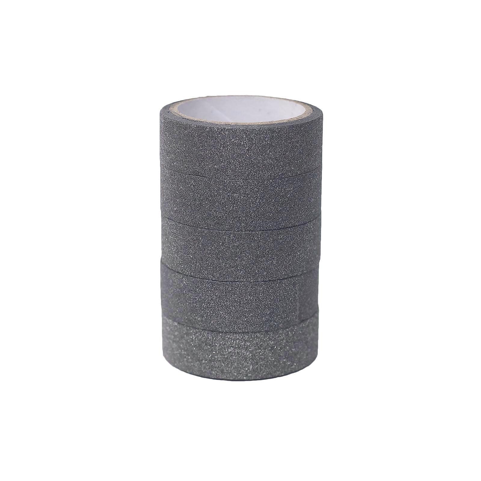 5 Pack Charcoal Gray Washi DIY Craft Glitter Tape 0.5"x5 Yards - Image 14