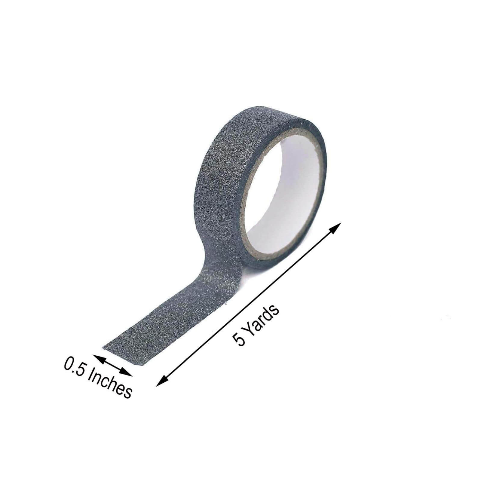 5 Pack Charcoal Gray Washi DIY Craft Glitter Tape 0.5"x5 Yards - Image 3
