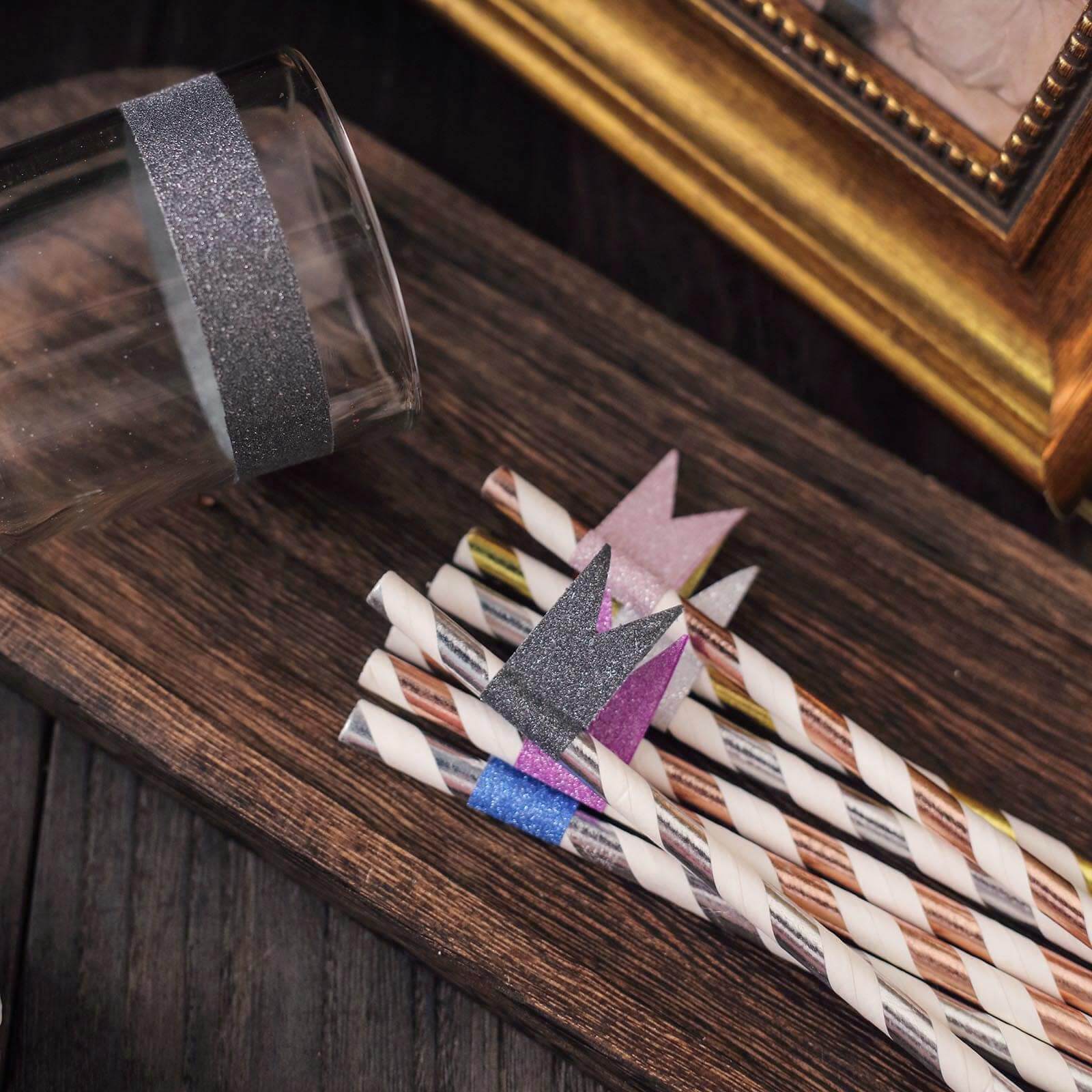 5 Pack Charcoal Gray Washi DIY Craft Glitter Tape 0.5"x5 Yards - Image 9