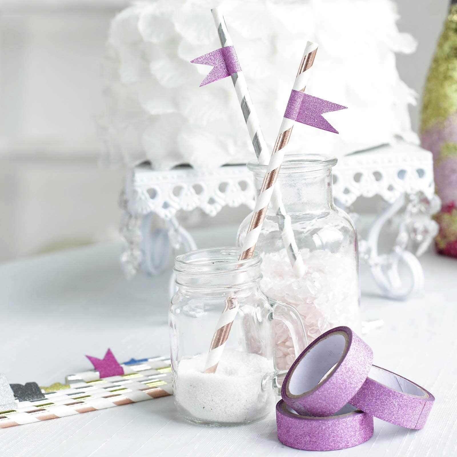 5 Pack Purple Washi DIY Craft Glitter Tape 0.5"x5 Yards - Image 7