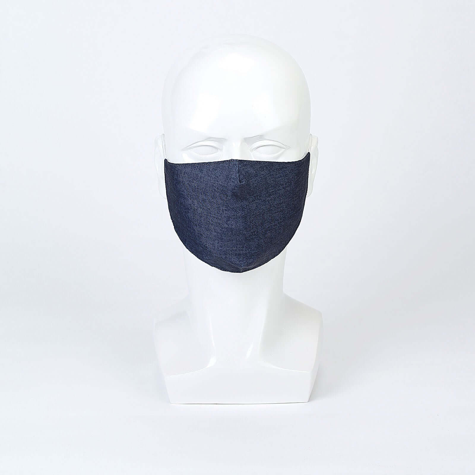 5 Pack Blue Denim Ultra Soft 100% Organic Cotton Face Masks, Reusable Fabric Masks With Soft Ear Loops 2 Ply - Image 2