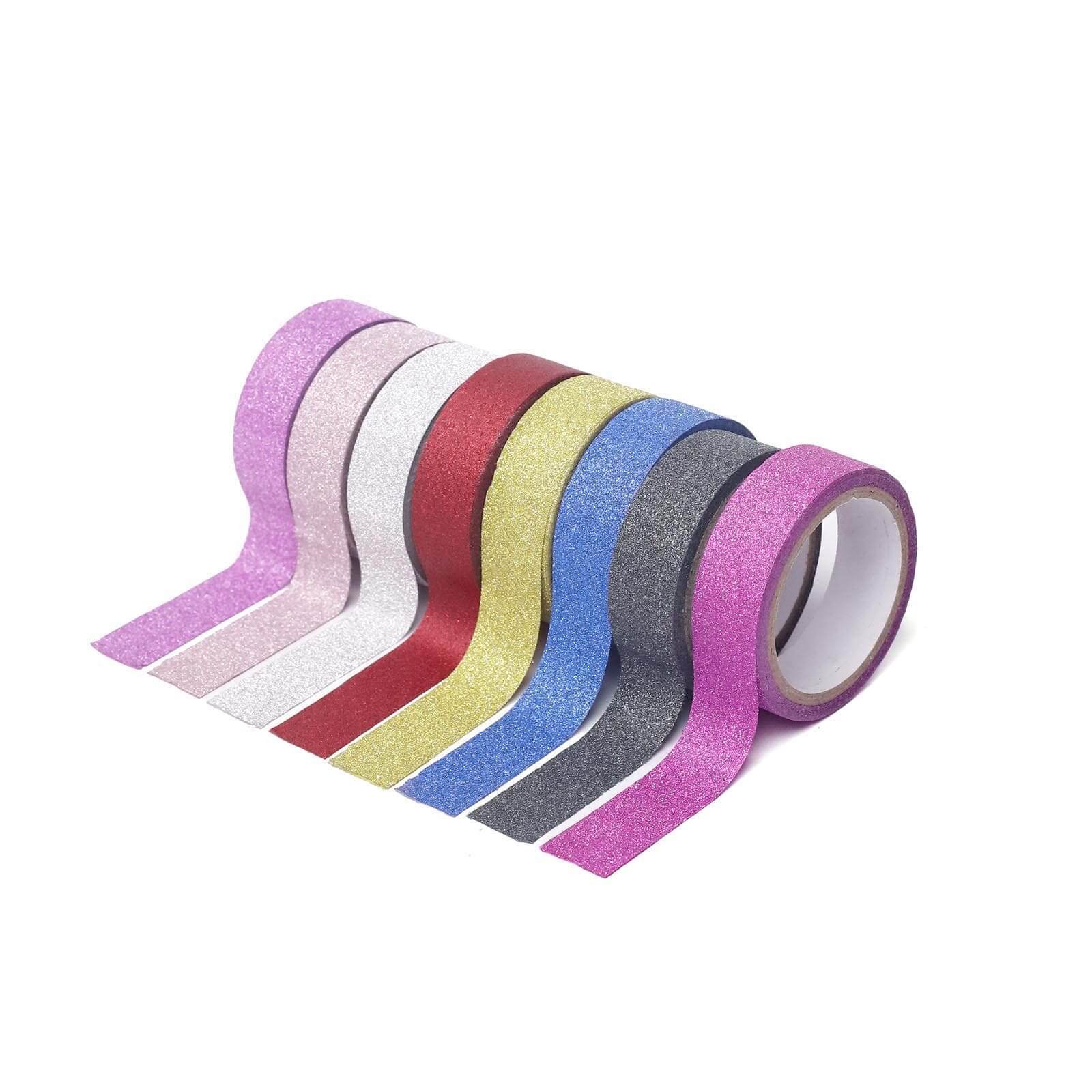 5 Pack Hot Pink Washi Glitter Tape - Self Adhesive Craft Decorative Tape 5 Yards - Image 12