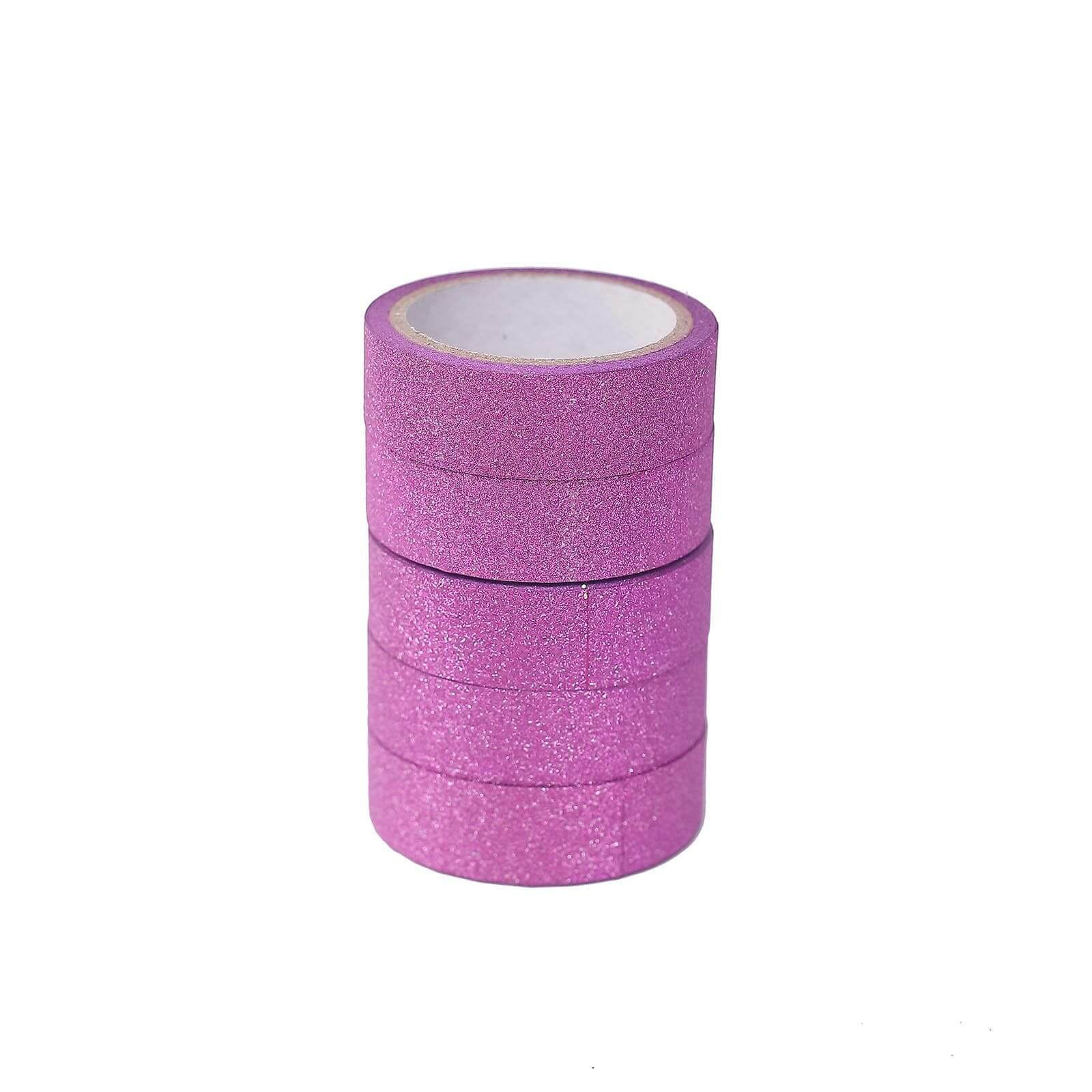 5 Pack Hot Pink Washi Glitter Tape - Self Adhesive Craft Decorative Tape 5 Yards - Image 15