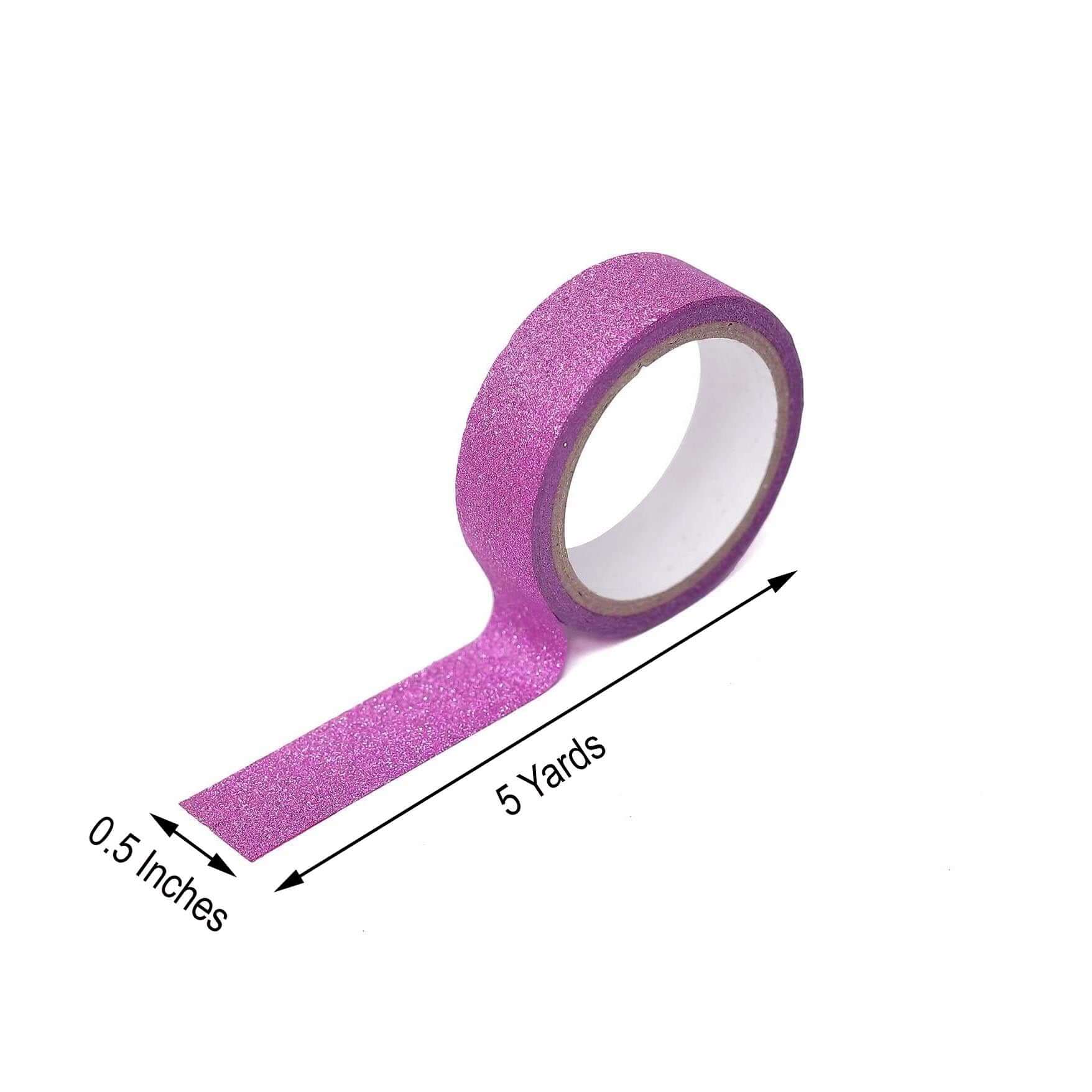 5 Pack Hot Pink Washi Glitter Tape - Self Adhesive Craft Decorative Tape 5 Yards - Image 3