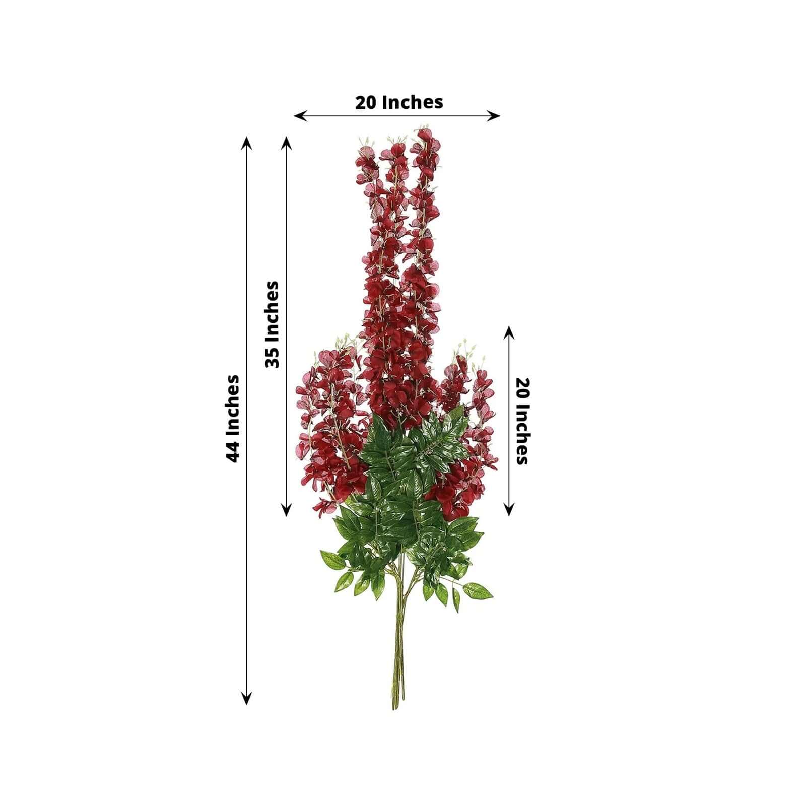 5 Pack Artificial Silk Hanging Wisteria Flower Garland Vines in Burgundy, 3 Strands in 1 Bush - 44" - Image 3