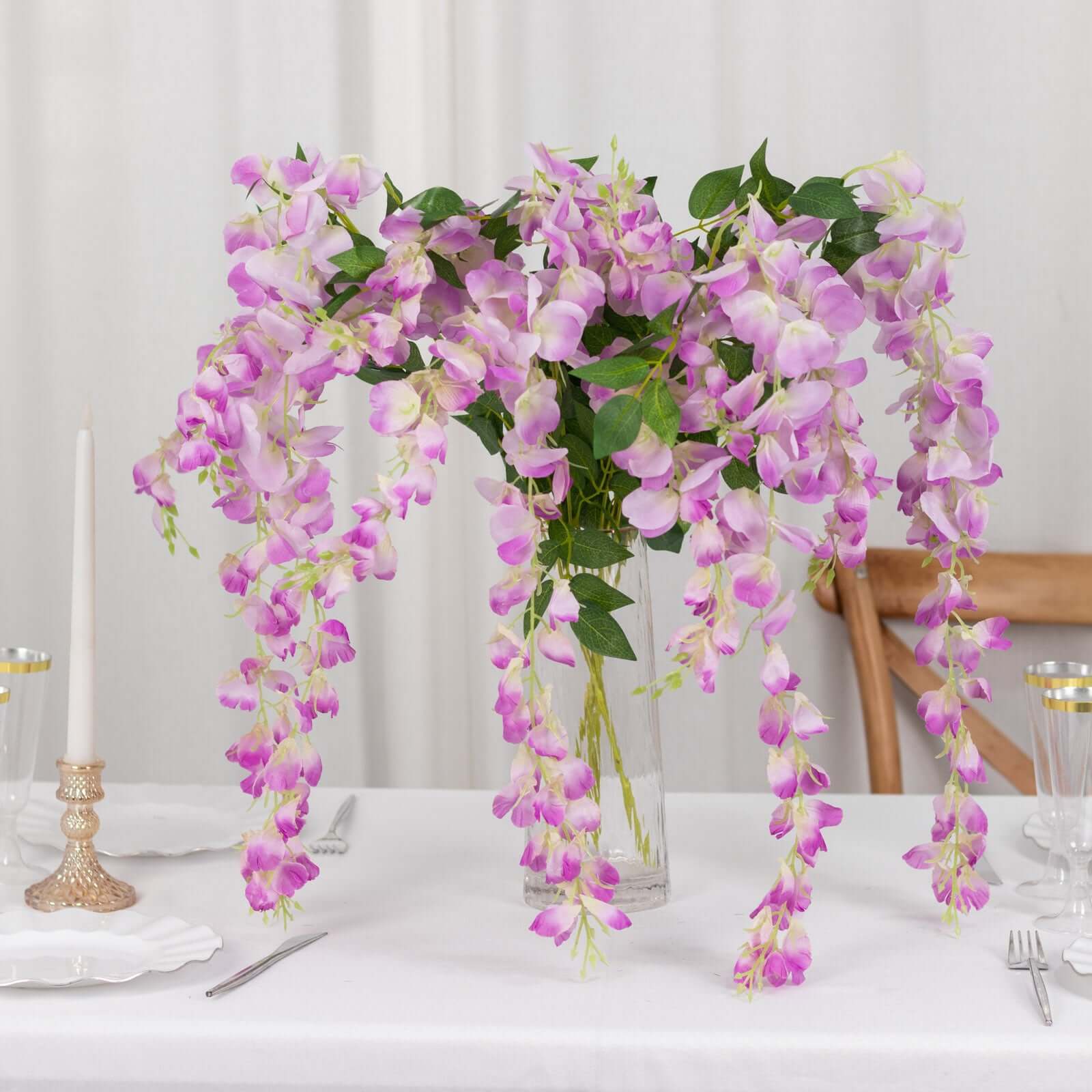 5 Pack Artificial Silk Hanging Wisteria Flower Garland Vines in Lavender Lilac, 3 Strands in 1 Bush - 44" - Image 7
