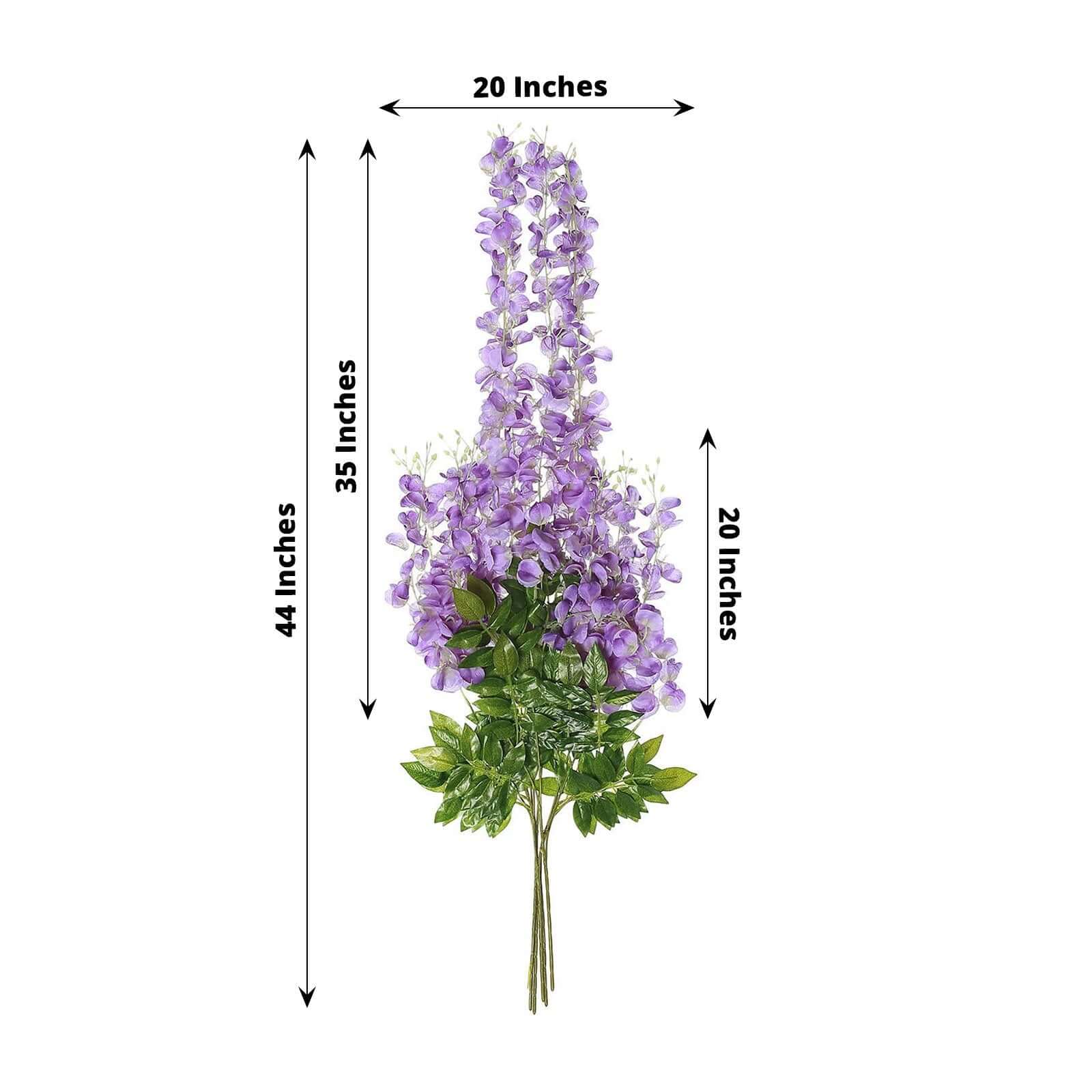 5 Pack Artificial Silk Hanging Wisteria Flower Garland Vines in Purple, 3 Strands in 1 Bush - 44" - Image 3