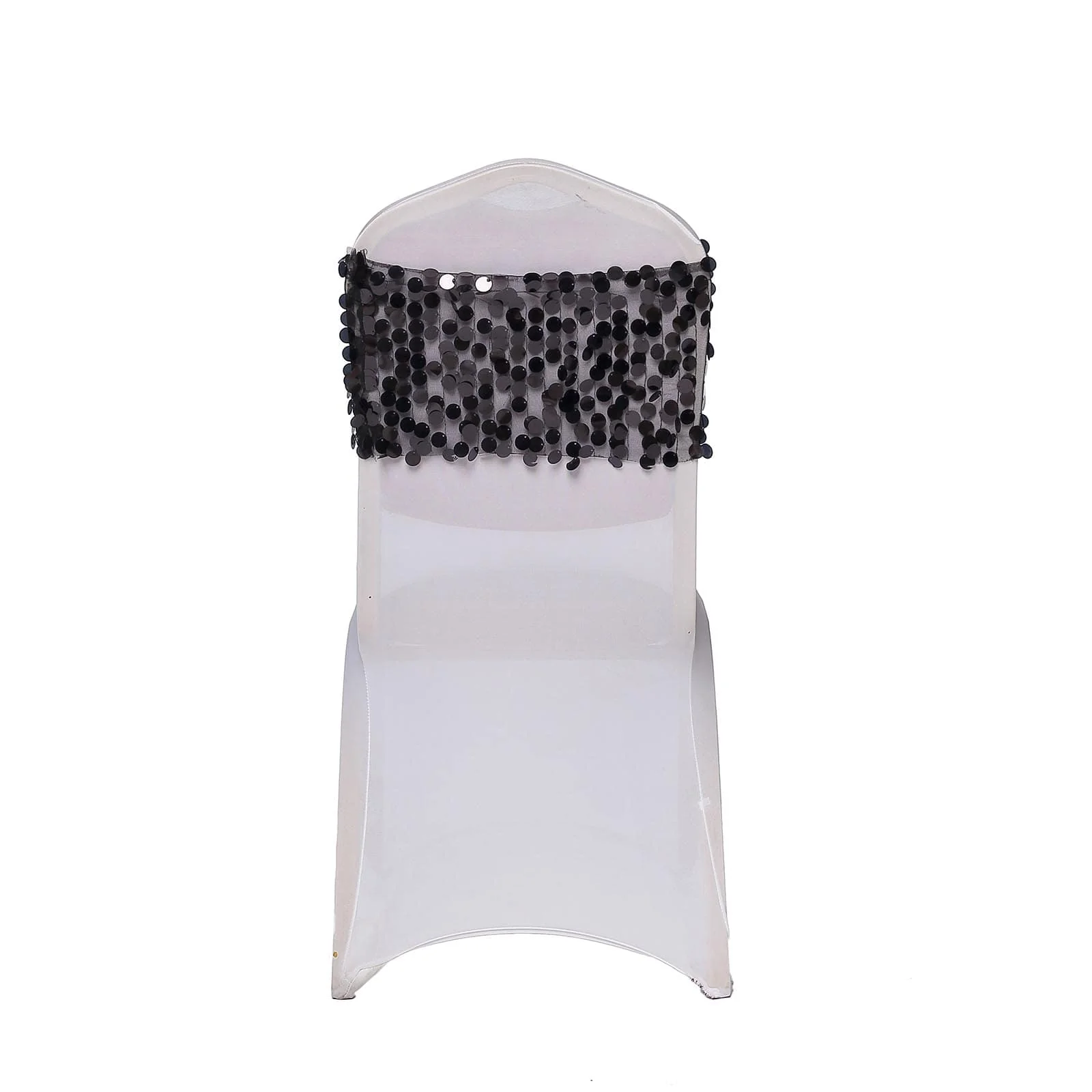5 Pack Big Payette Sequin Chair Sash Bands 13"x10" Black - Radiant Decorative Design - Image 7