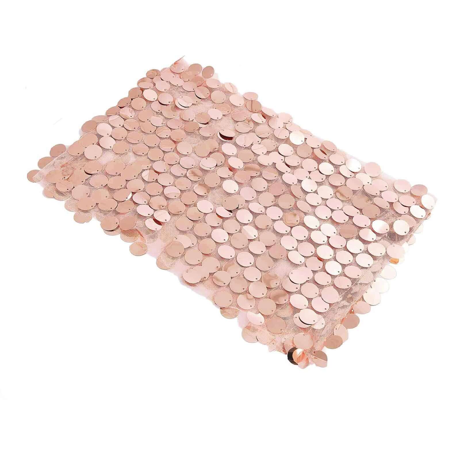 5 Pack Big Payette Sequin Chair Sash Bands 13"x10" Blush - Radiant Decorative Design - Image 8