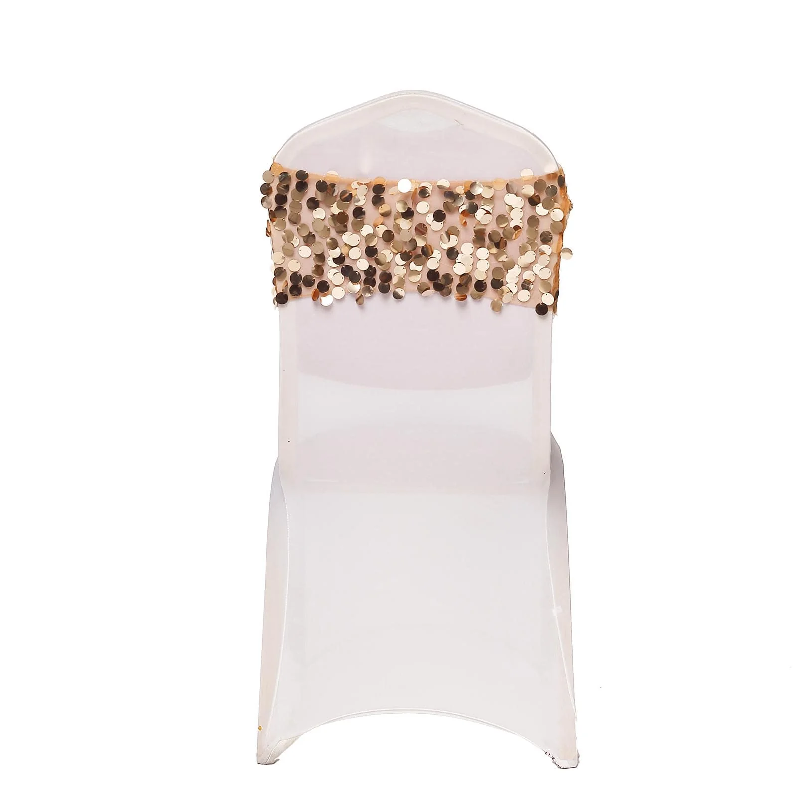 5 Pack Big Payette Sequin Chair Sash Bands 13"x10" Gold - Radiant Decorative Design for Events - Image 6