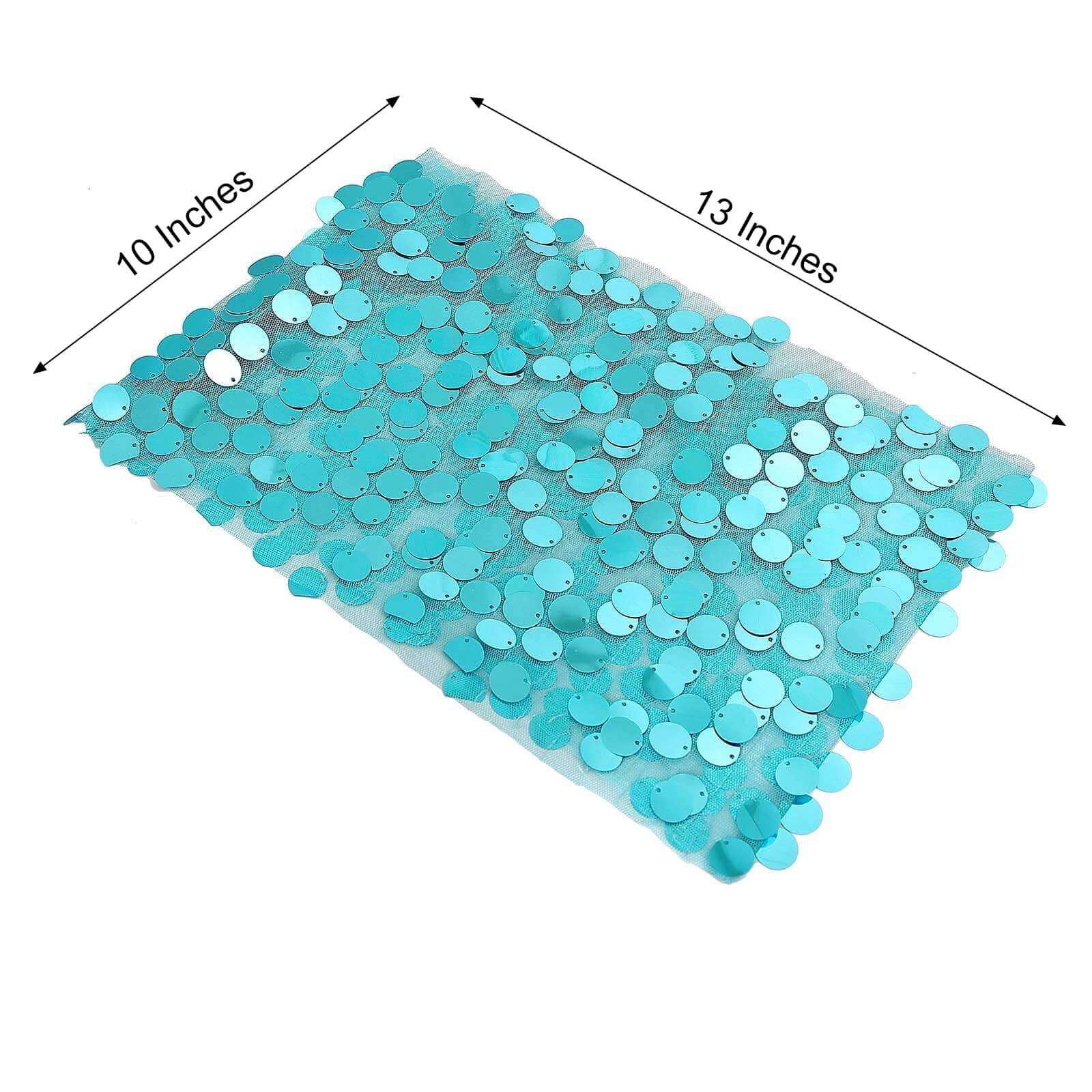 5 Pack Big Payette Sequin Chair Sash Bands 13"x10" Turquoise - Radiant Decorative Design - Image 3