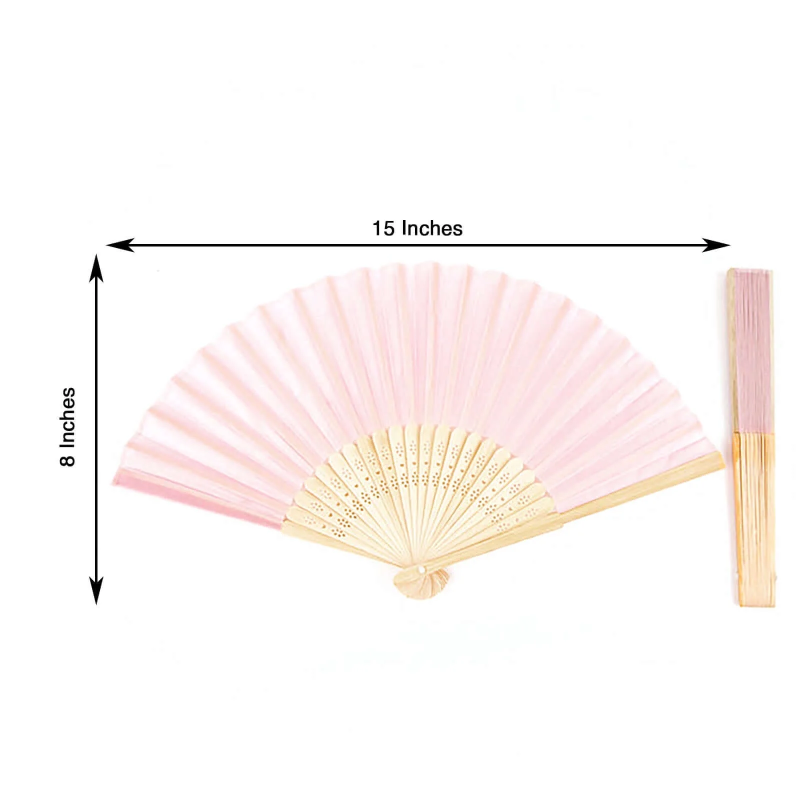 5 Pack Blush Asian Silk Folding Fans Party Favors, Oriental Folding Fan Favors - Image 3