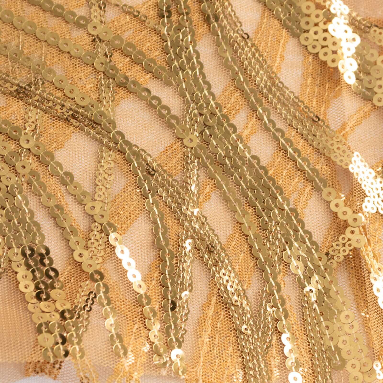 5 Pack Chair Sash Bands Gold Wave with Embroidered Sequins - Glittering Decorative Design for Events - Image 7