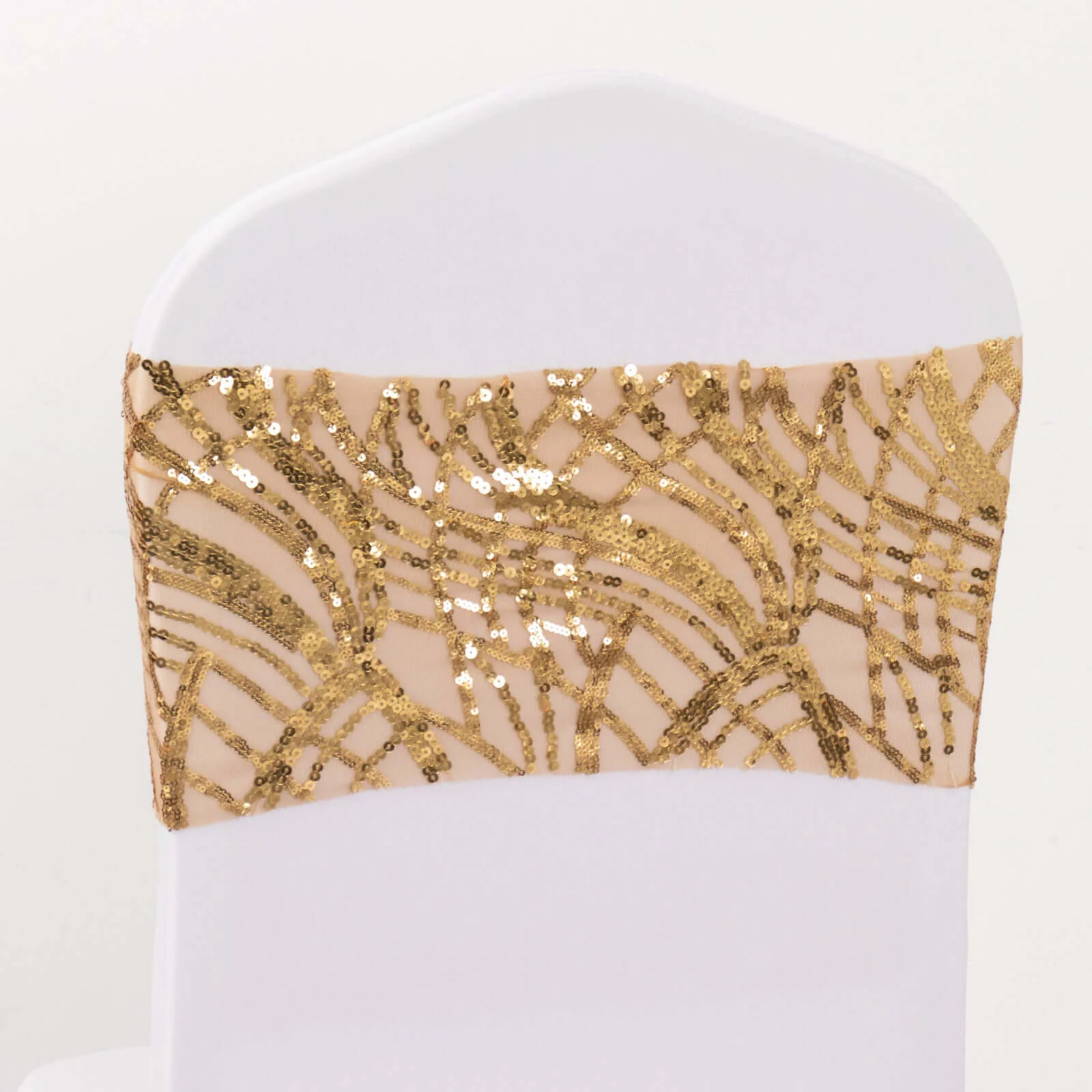 5 Pack Chair Sash Bands Gold Wave with Embroidered Sequins - Glittering Decorative Design for Events - Image 8