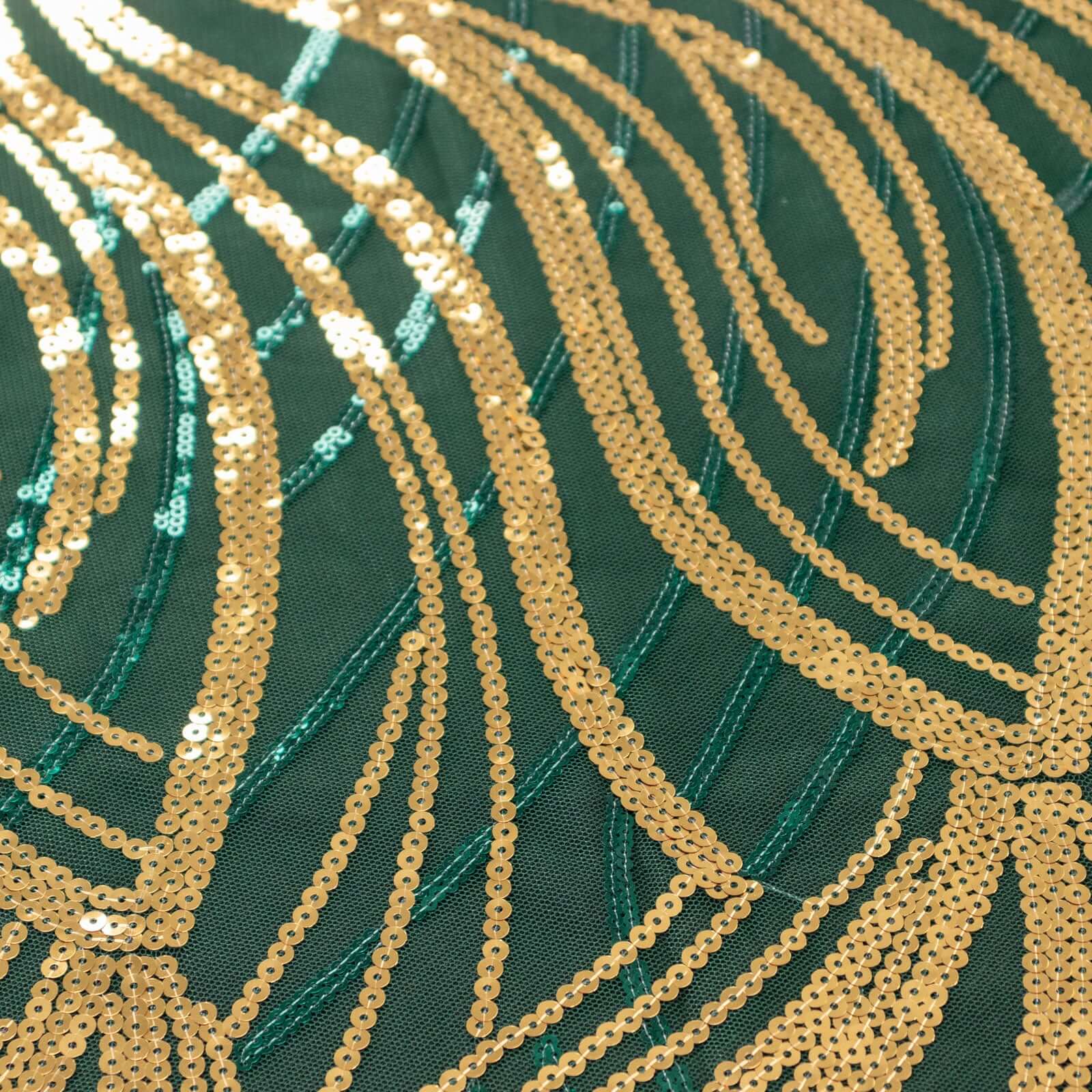 5 Pack Chair Sash Bands Hunter Emerald Green/Gold Wave with Embroidered Sequins - Glittering Decorative Design - Image 8