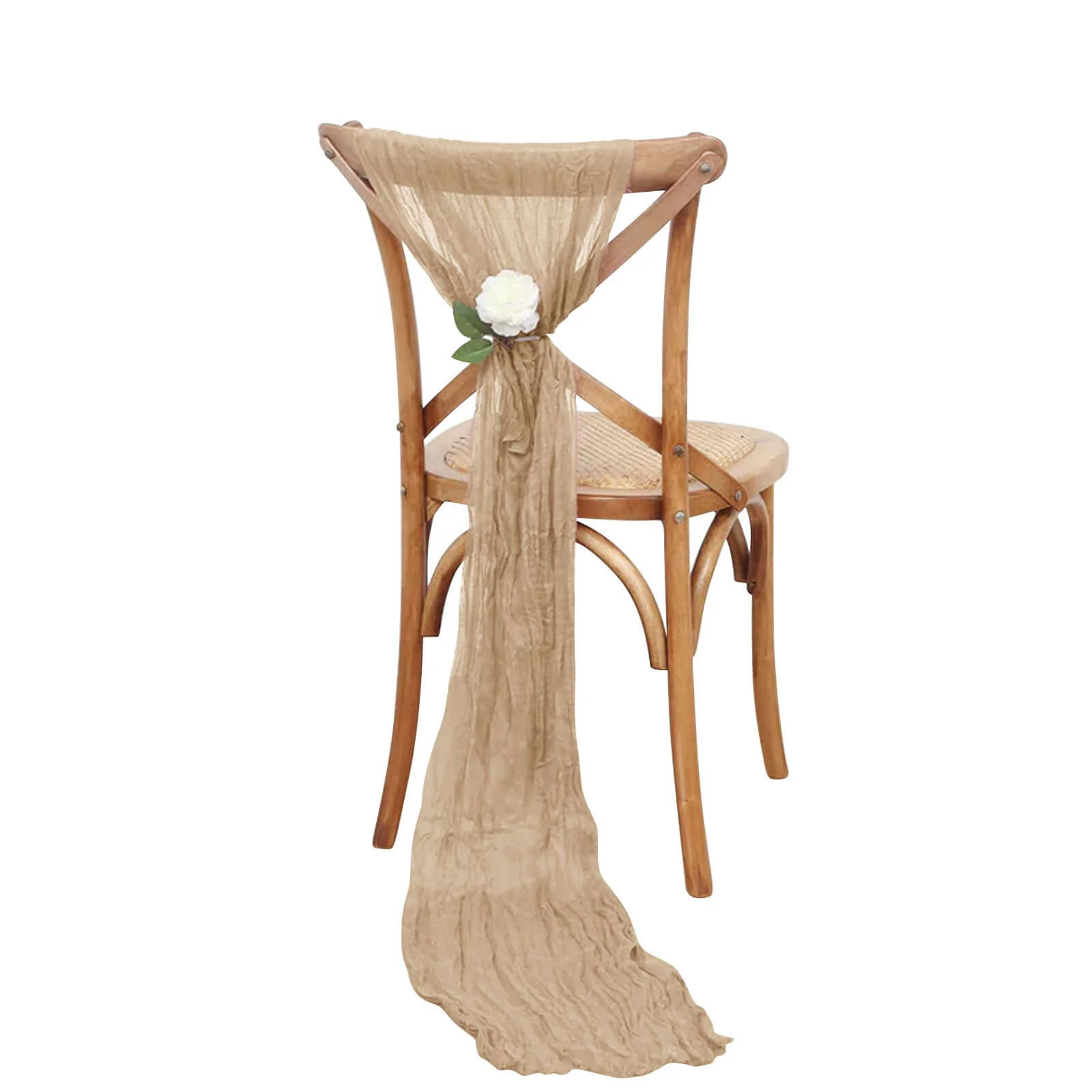 5 Pack Cheesecloth Gauze Chair Sashes 16"x88" Beige - Boho Decorative Accent - Image 6