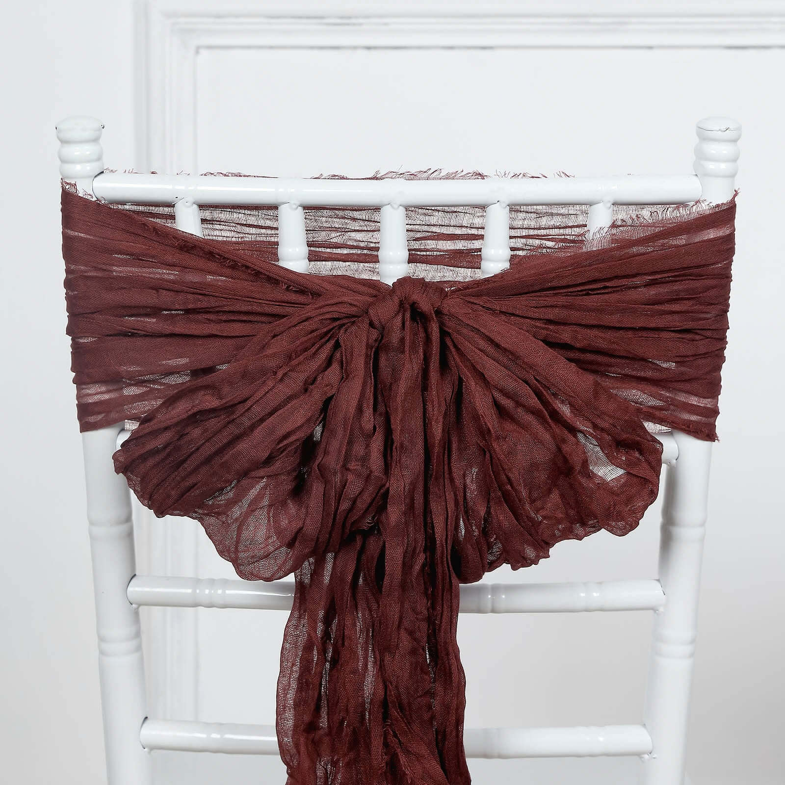 5 Pack Cheesecloth Gauze Chair Sashes 16"x88" Burgundy - Boho Decorative Accent - Image 2