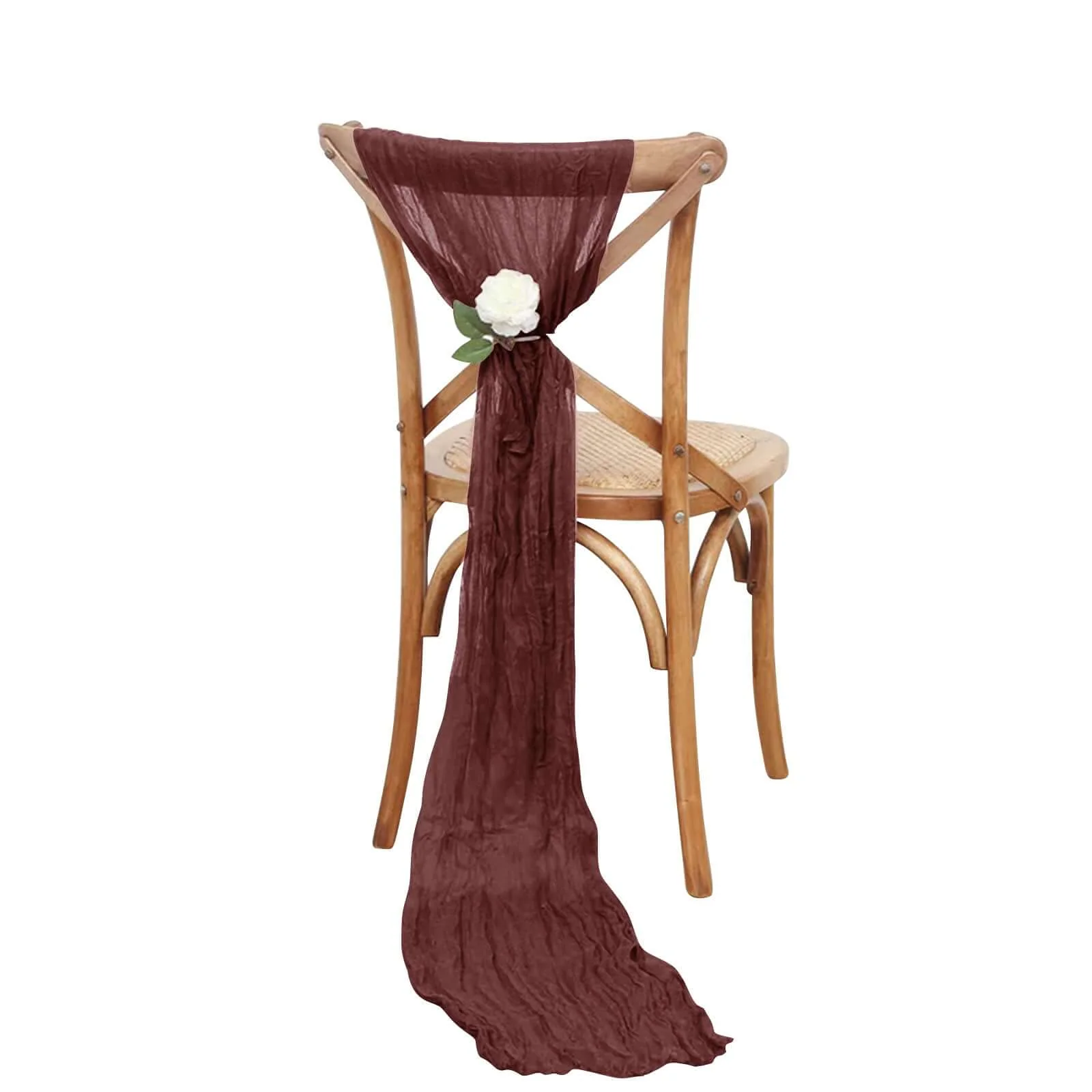 5 Pack Cheesecloth Gauze Chair Sashes 16"x88" Burgundy - Boho Decorative Accent - Image 6