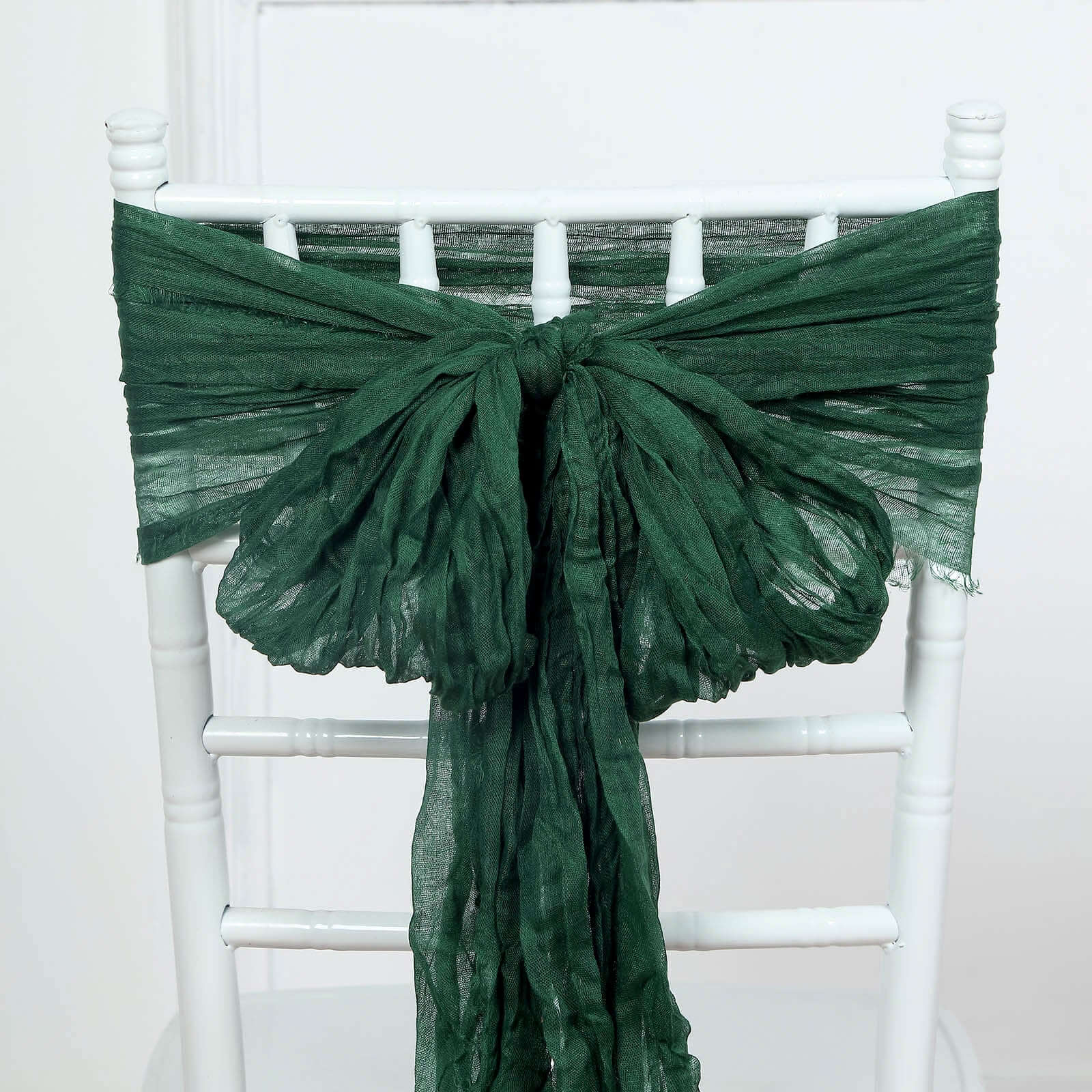 5 Pack Cheesecloth Gauze Chair Sashes 16"x88" Hunter Emerald Green - Boho Decorative Accent - Image 2