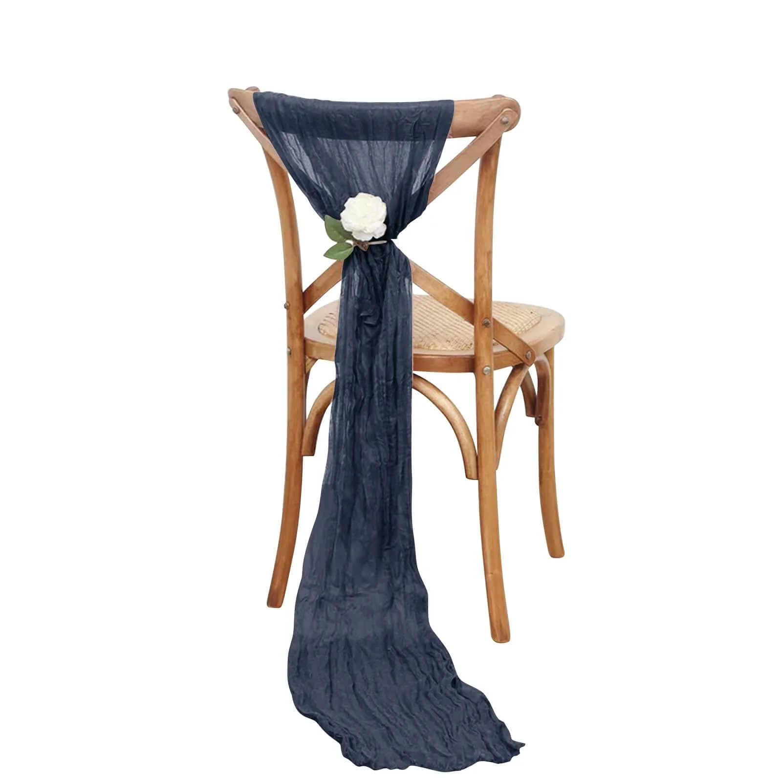 5 Pack Cheesecloth Gauze Chair Sashes 16"x88" Navy Blue - Boho Decorative Accent - Image 6