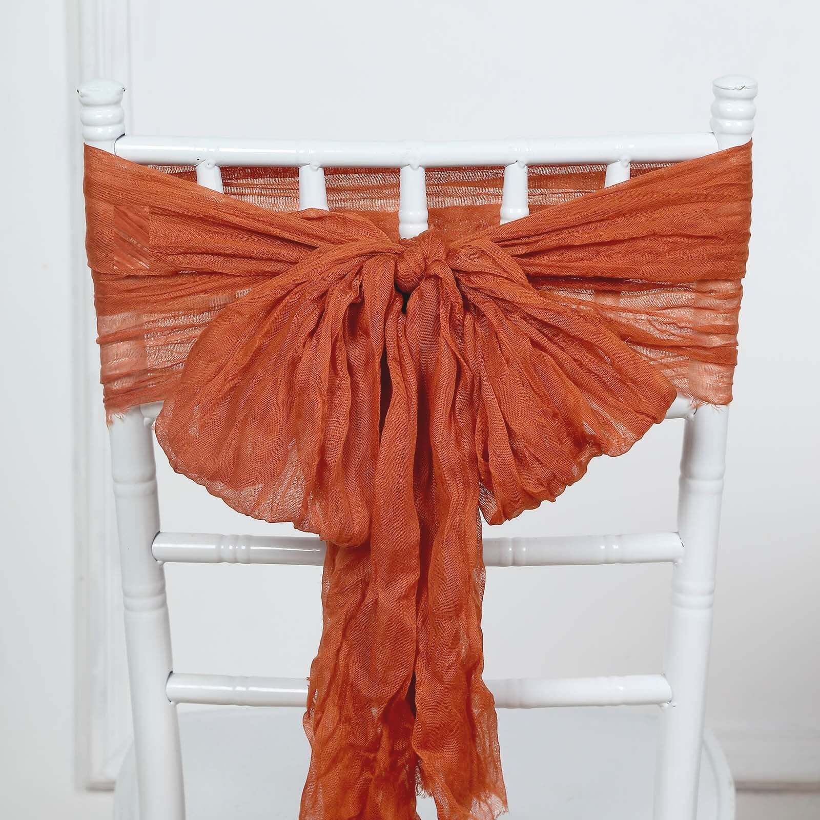 5 Pack Cheesecloth Gauze Chair Sashes 16"x88" Terracotta (Rust) - Boho Decorative Accent - Image 2