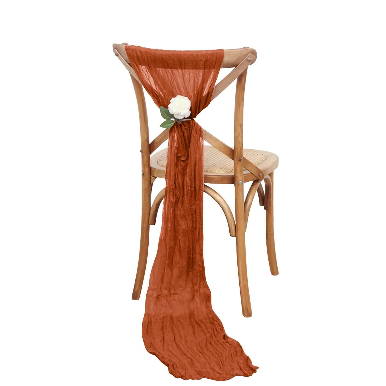 5 Pack Cheesecloth Gauze Chair Sashes 16"x88" Terracotta (Rust) - Boho Decorative Accent - Image 5
