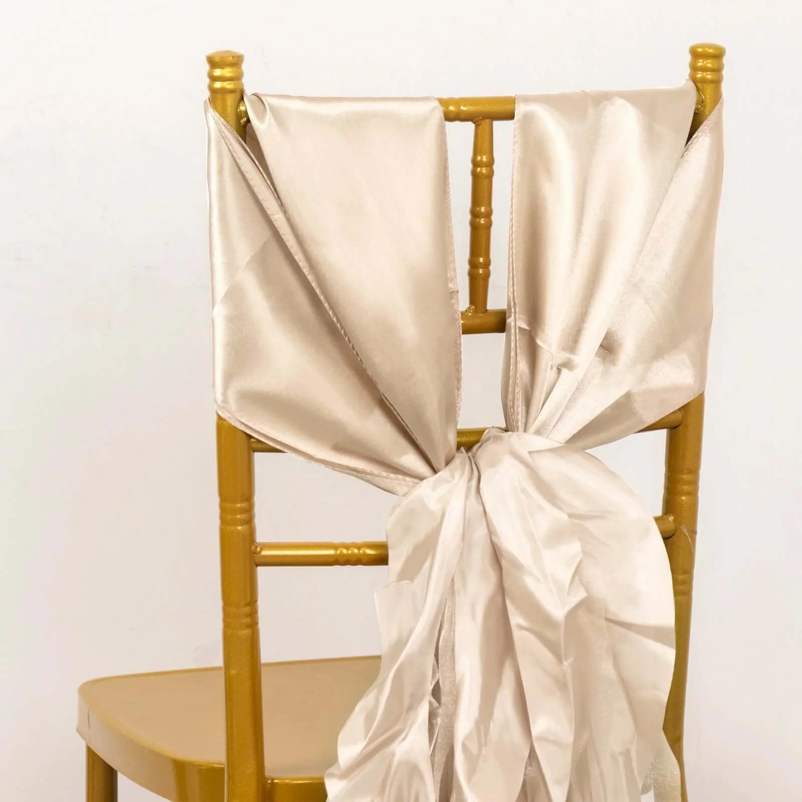 5 Pack Chiffon Satin Chair Sashes Beige Curly Willow Style - Easy to Use Flowy Chair Bows - Image 15