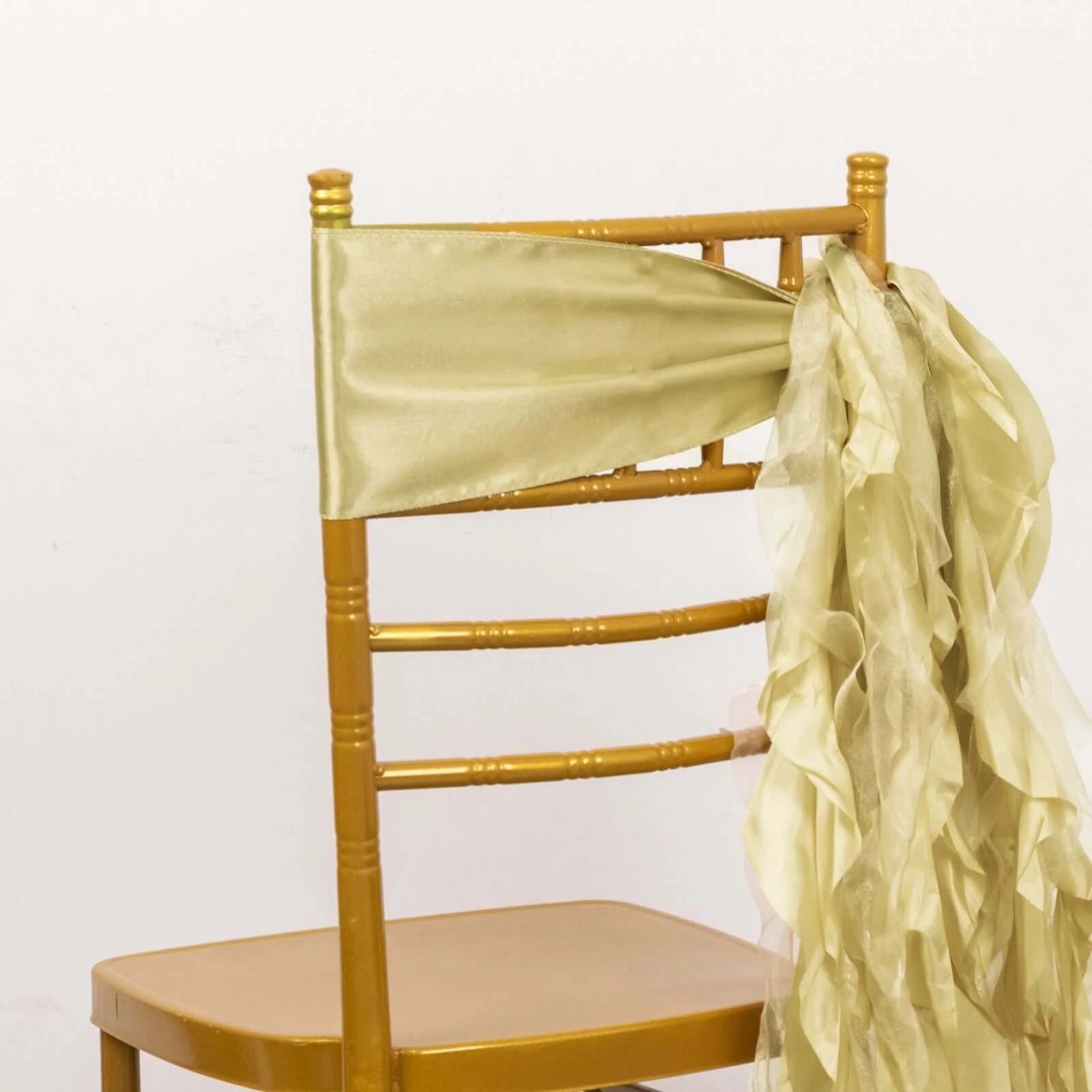 5 Pack Chiffon Satin Chair Sashes Champagne Curly Willow Style - Easy to Use Flowy Chair Bows - Image 15