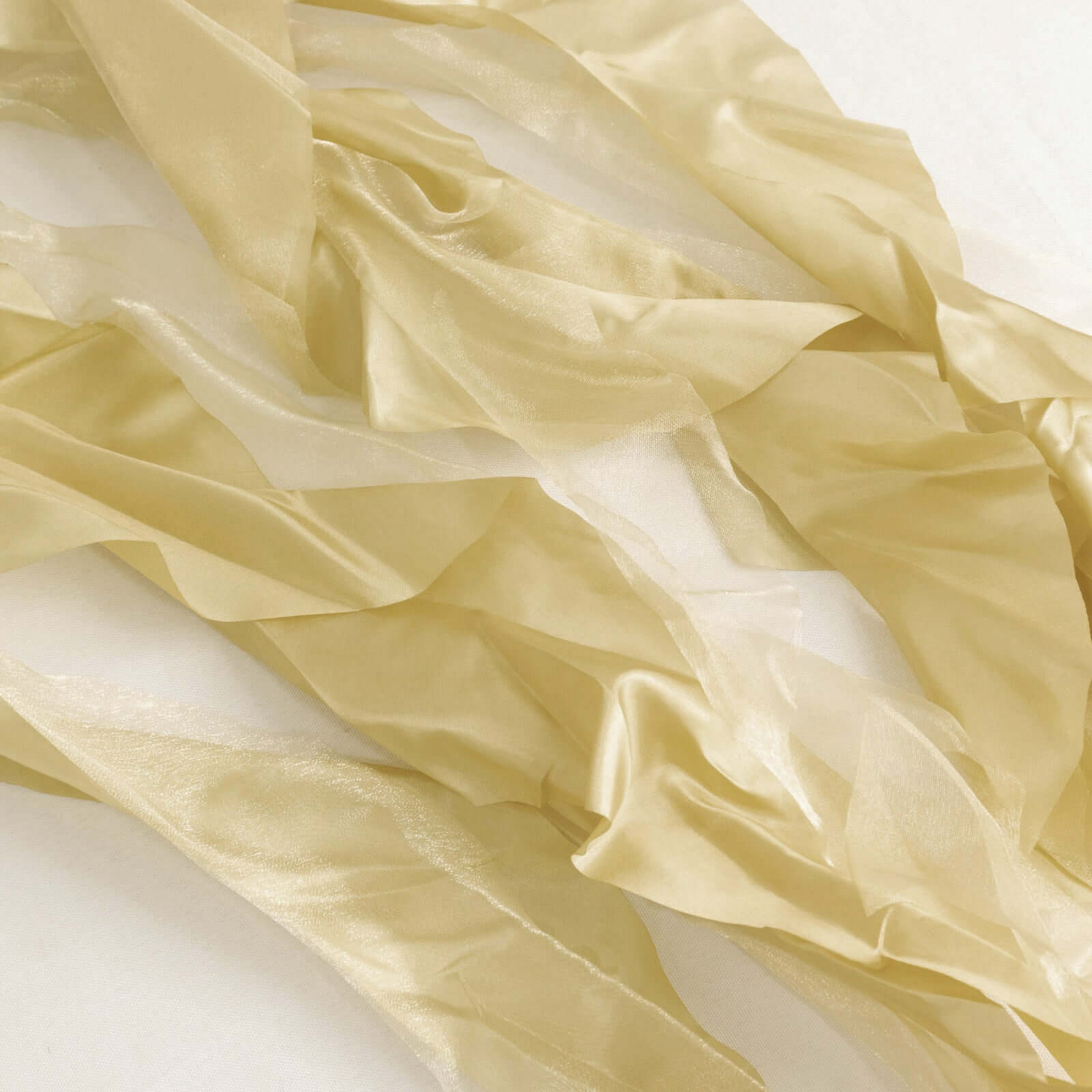 5 Pack Chiffon Satin Chair Sashes Champagne Curly Willow Style - Easy to Use Flowy Chair Bows - Image 3