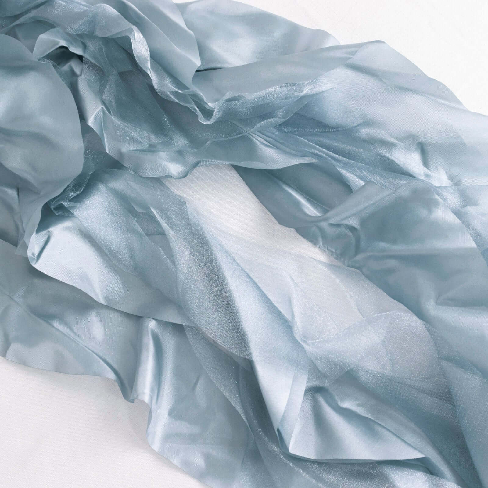 5 Pack Chiffon Satin Chair Sashes Dusty Blue Curly Willow Style - Easy to Use Flowy Chair Bows - Image 3