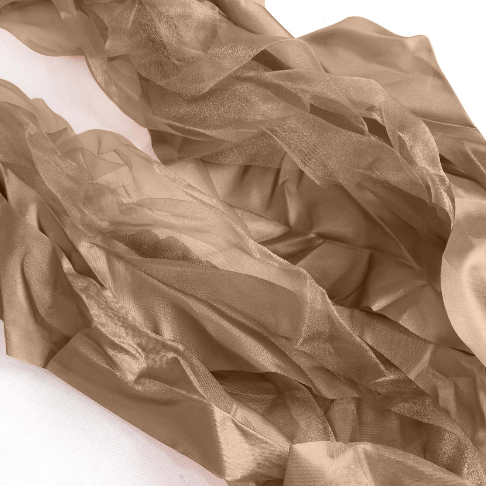 5 Pack Chiffon Satin Chair Sashes Taupe Curly Willow Style - Easy to Use Flowy Chair Bows - Image 3
