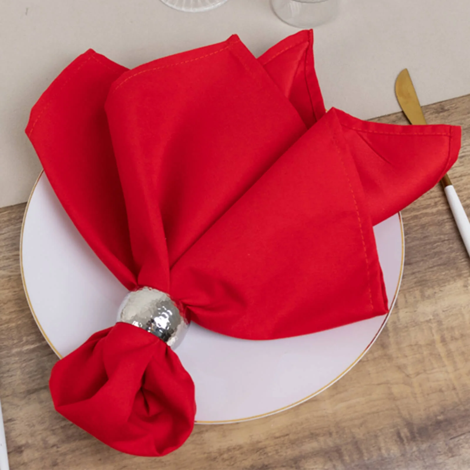 5 Pack Cotton Blend Napkins 20"x20" Red - Durable & Wrinkle Resistant Cloth Napkins - Image 3
