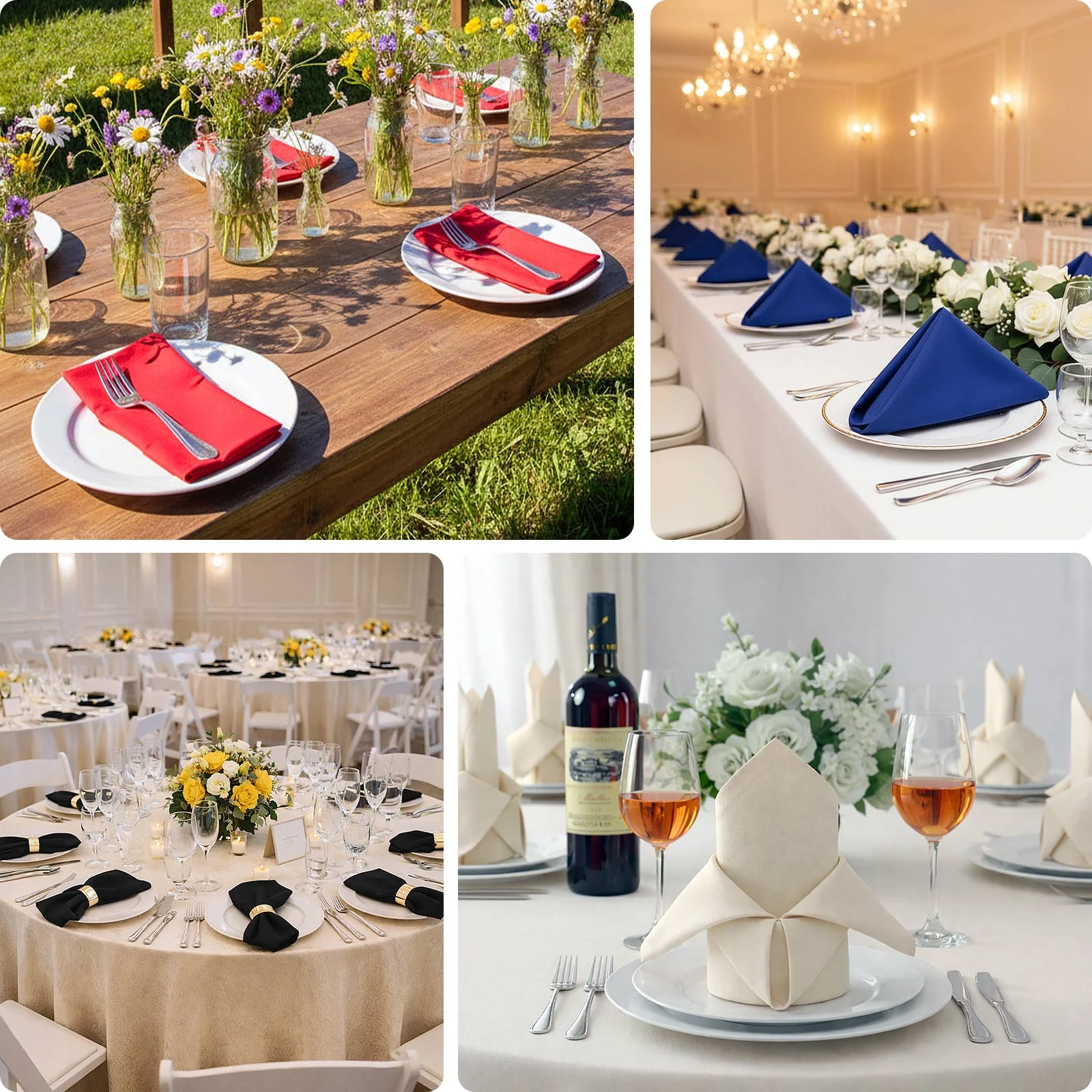 5 Pack Cotton Blend Napkins 20"x20" White - Durable & Wrinkle Resistant Cloth Napkins for Casual or Formal Events - Image 5
