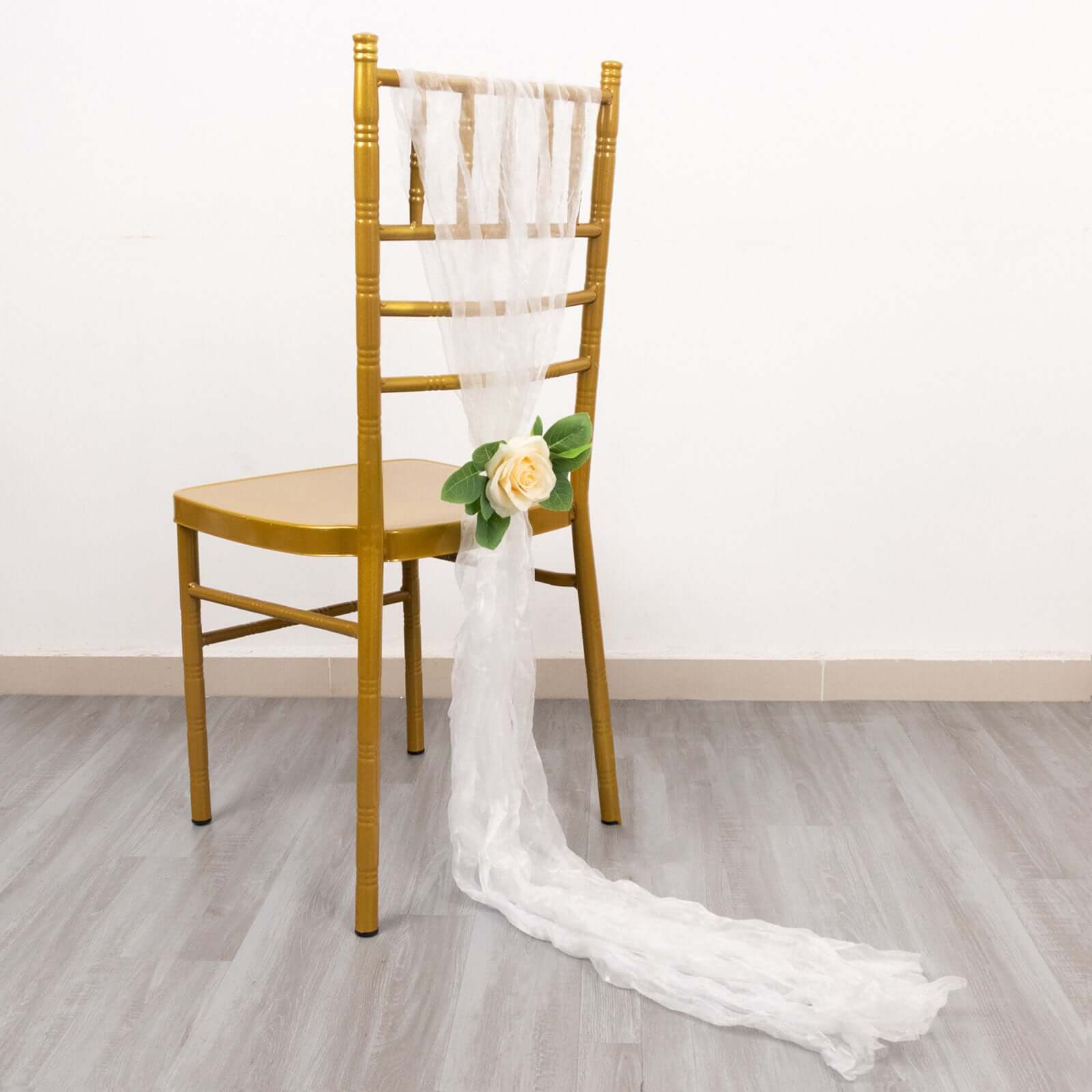 5 Pack Crinkled Organza Chair Sashes White - Sheer Shimmer Layered Chiffon Design for Events - Image 10