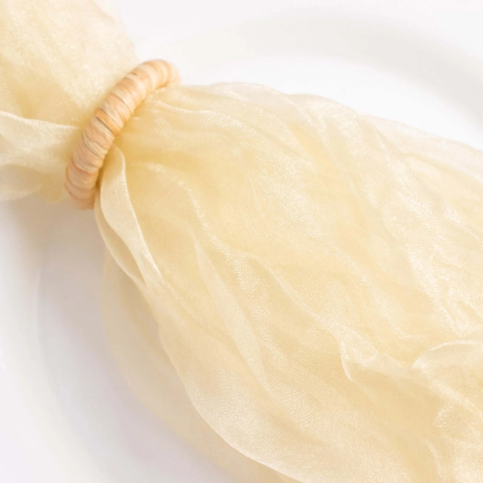 5 Pack Crinkled Organza Napkins 21"x21" Champagne - Sheer & Lightweight Cloth Napkins - Image 4