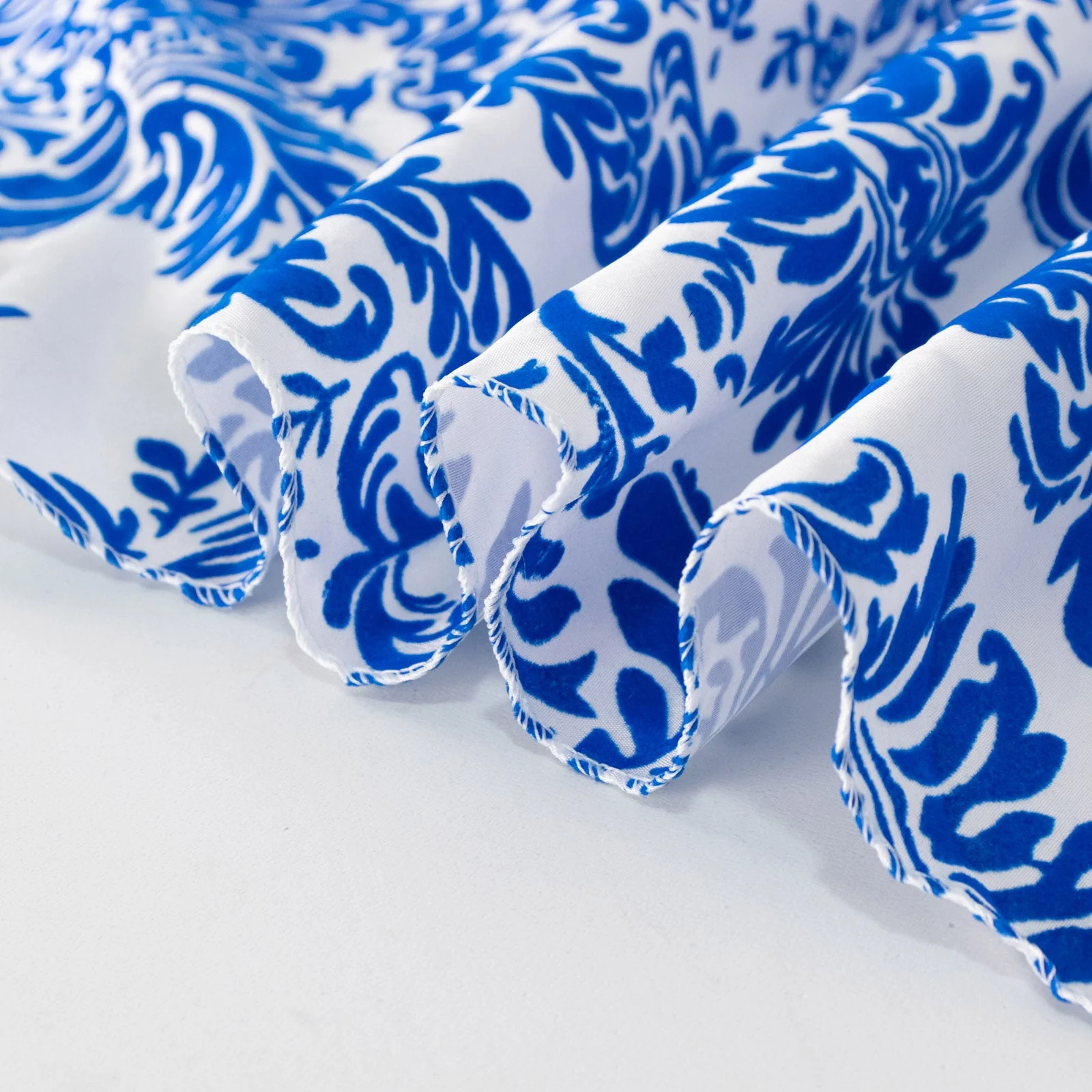 5 Pack Damask Flocking Taffeta Napkins - Royal Blue White Decorative Cloth Napkins - 20"x20" for Weddings and Events - Image 7