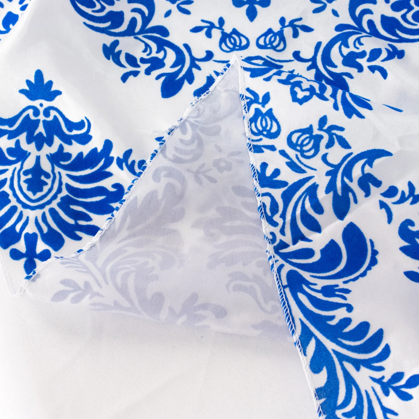 5 Pack Damask Flocking Taffeta Napkins - Royal Blue White Decorative Cloth Napkins - 20"x20" for Weddings and Events - Image 9