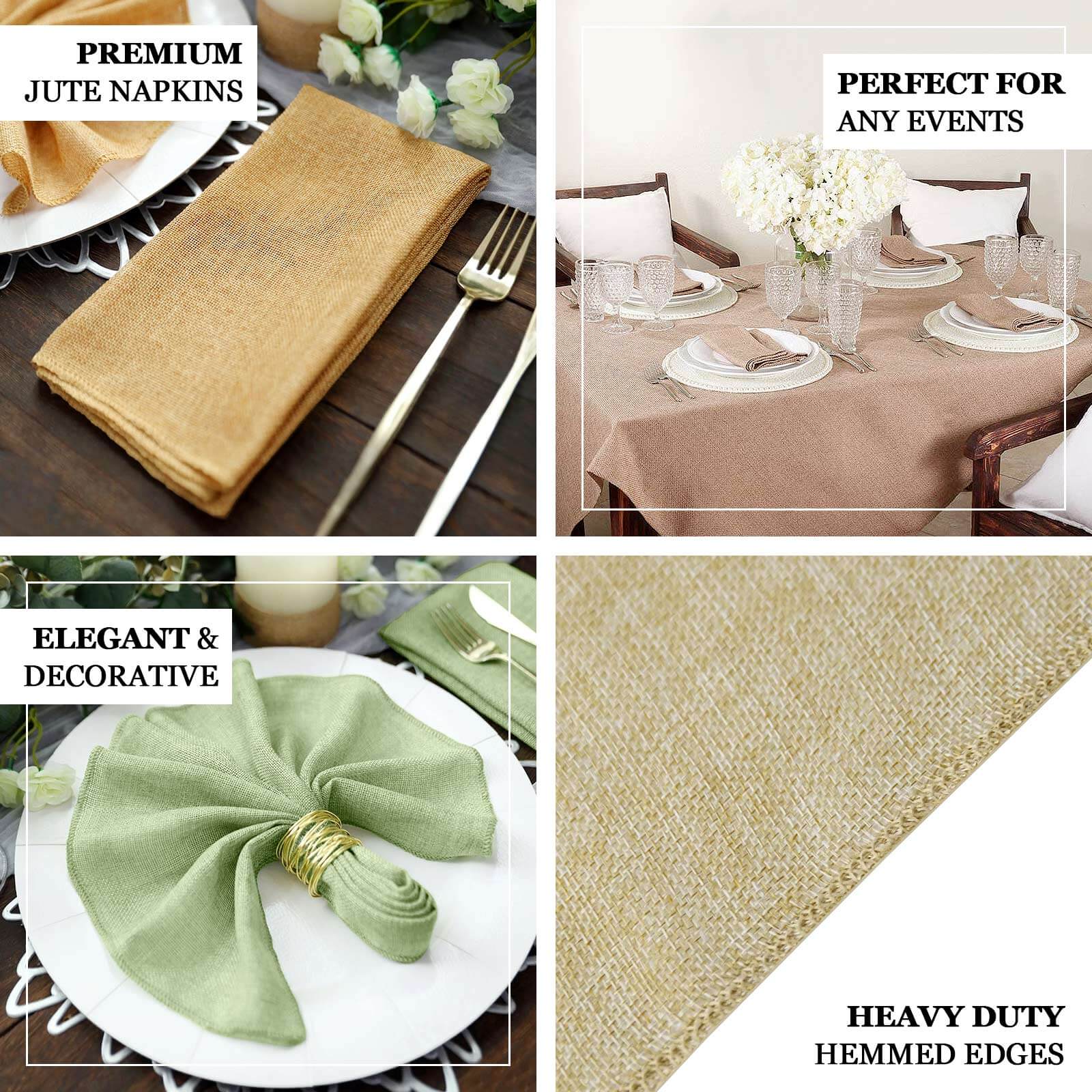 5 Pack Faux Jute Napkins 19"x19" Dusty Rose - Rustic Chic Faux Burlap Dinner Napkins - Image 3