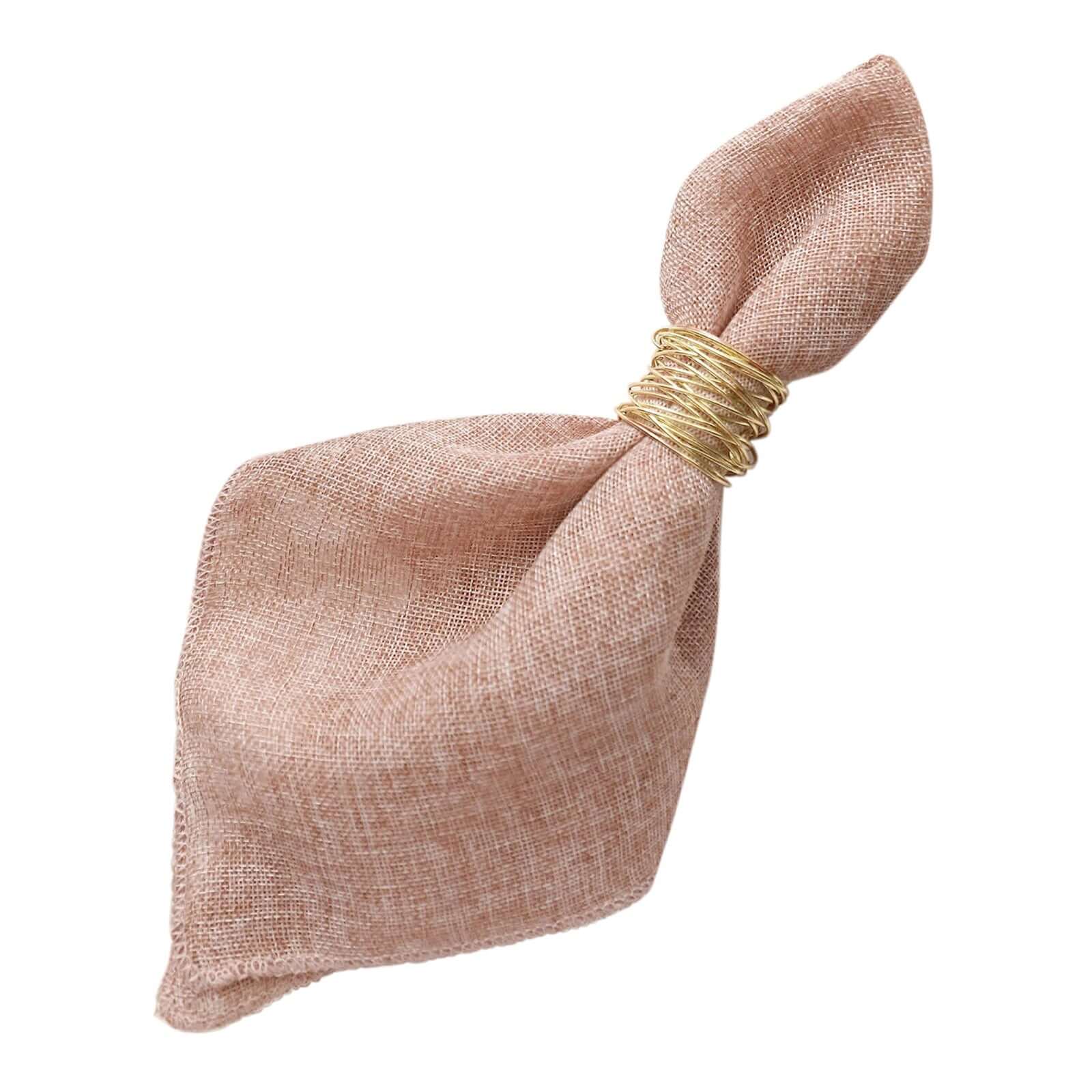 5 Pack Faux Jute Napkins 19"x19" Dusty Rose - Rustic Chic Faux Burlap Dinner Napkins - Image 7