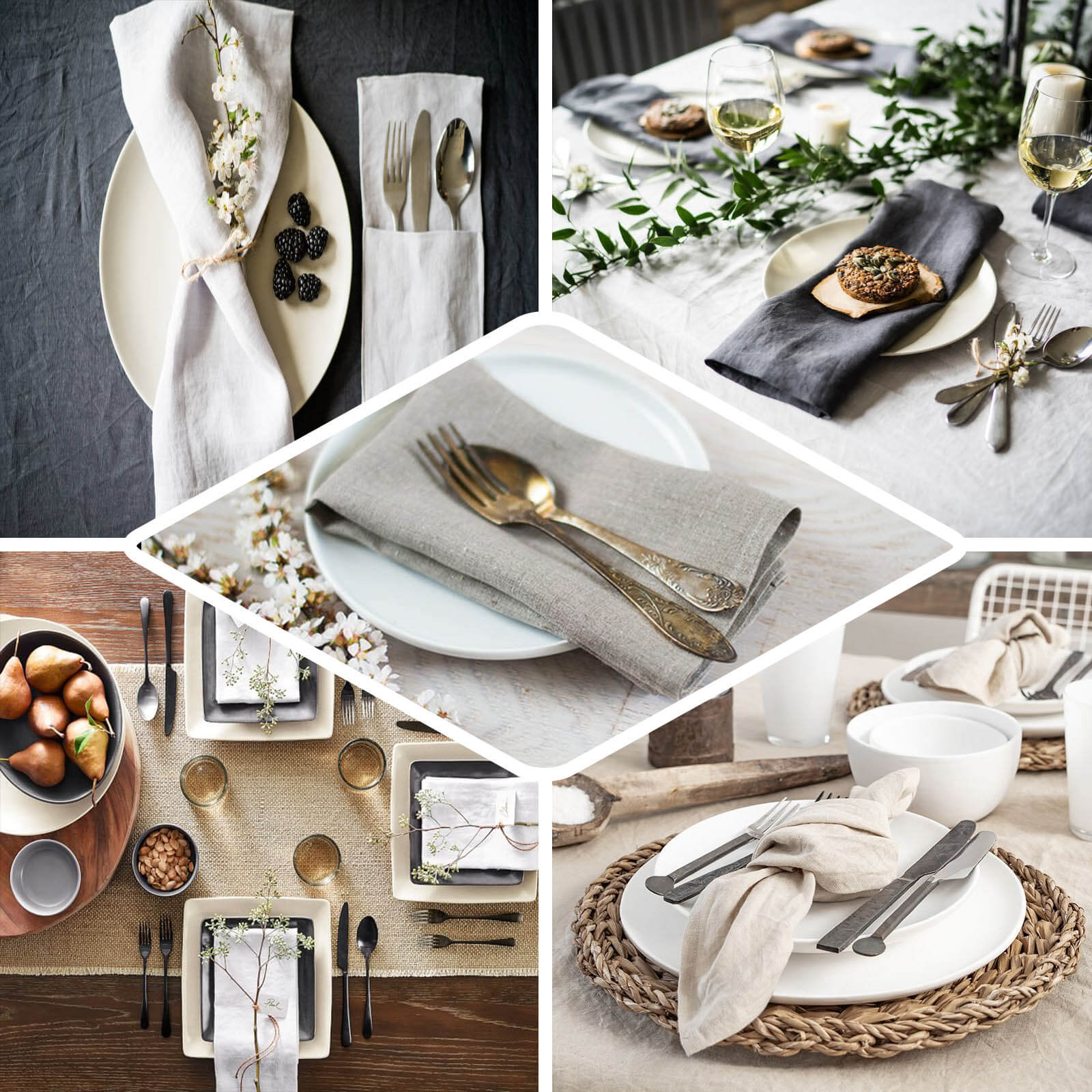 5 Pack Faux Linen Napkins 20"x20" Beige - Slubby Textured & Wrinkle Resistant Dinner Napkins - Image 4