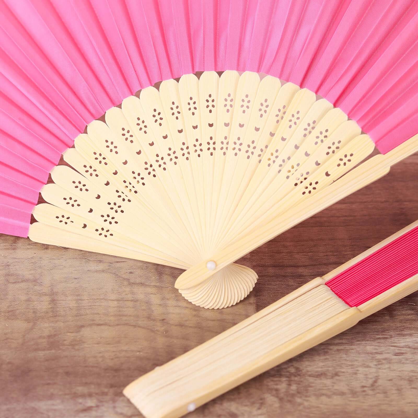 5 Pack Fuchsia Asian Silk Folding Fans Party Favors, Oriental Folding Fan Favors - Image 7