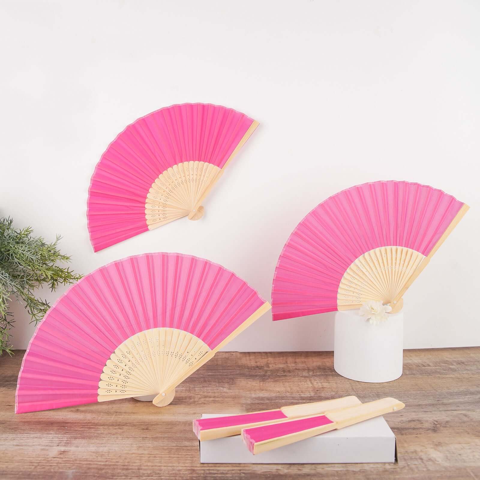 5 Pack Fuchsia Asian Silk Folding Fans Party Favors, Oriental Folding Fan Favors - Image 9