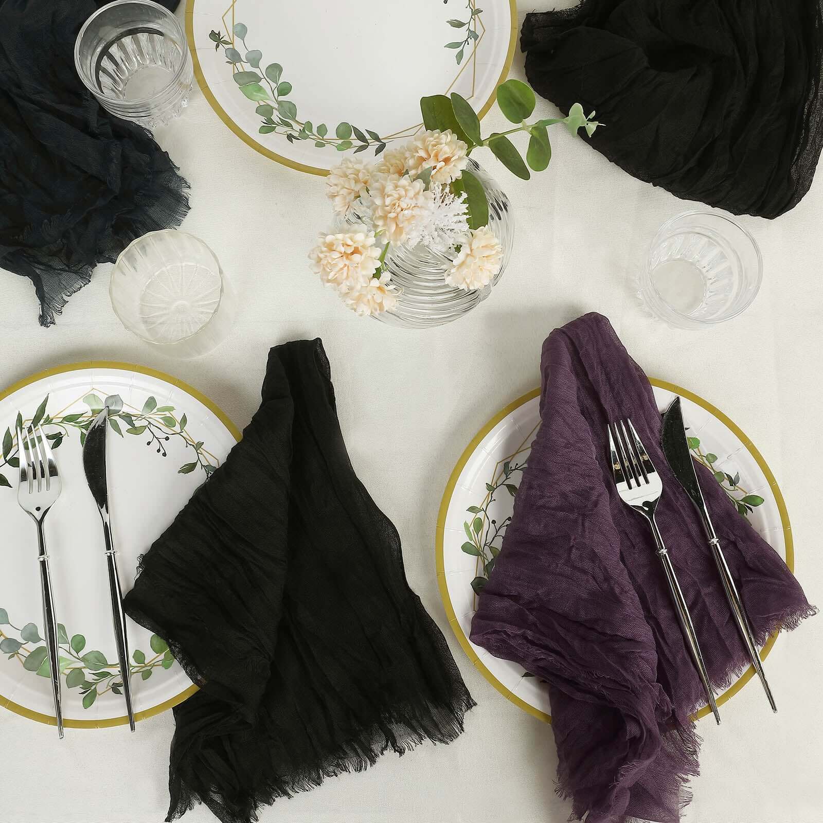 5 Pack Gauze Cheesecloth Napkins 24"x19" Black - Reusable Cloth Napkins for Rustic Farmhouse Table Settings - Image 6