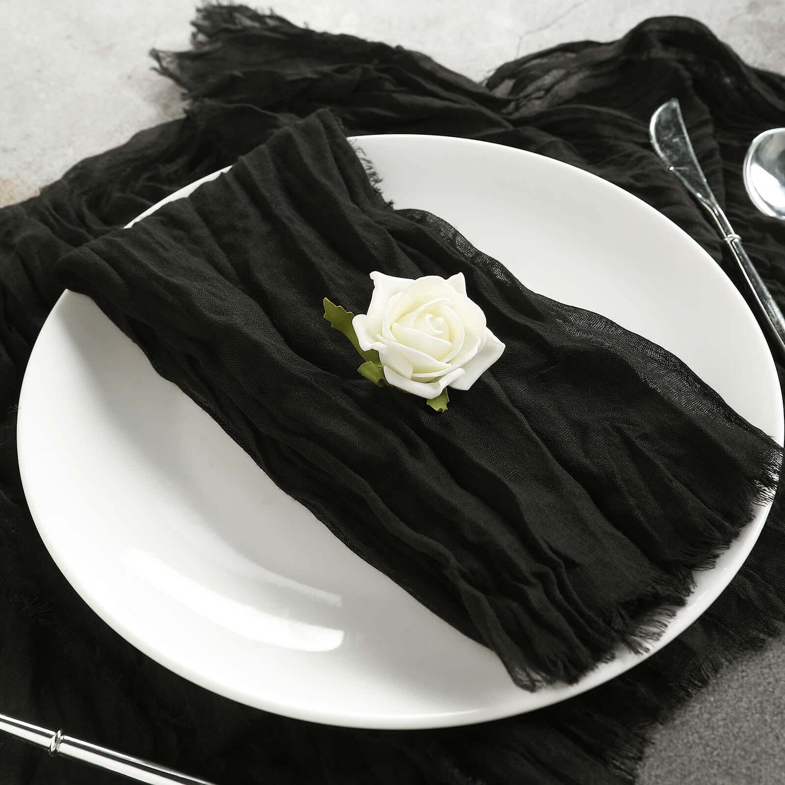 5 Pack Gauze Cheesecloth Napkins 24"x19" Black - Reusable Cloth Napkins for Rustic Farmhouse Table Settings - Image 8